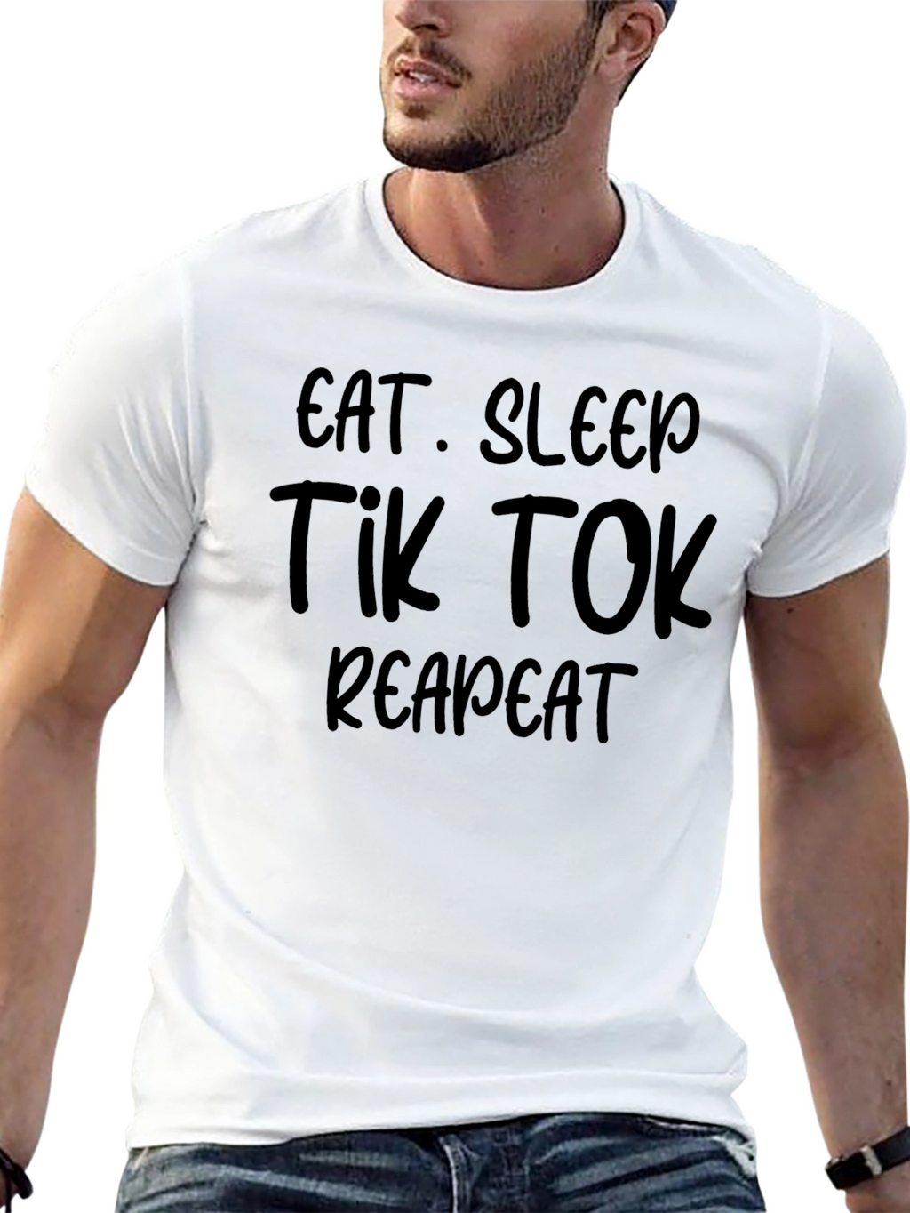 Eat Sleep Tik Tok Repeat Black T-Shirt