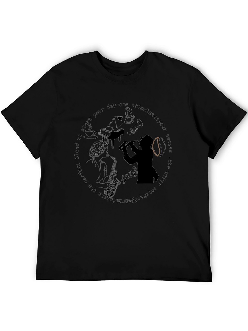Black Jazz Musician Graphic T-Shirt