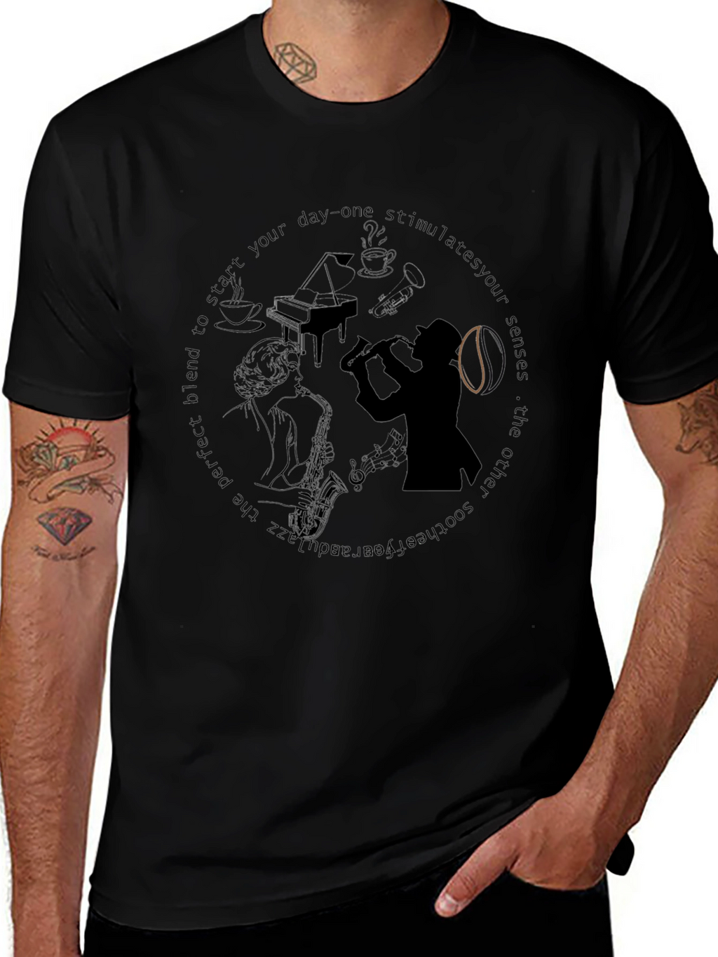 Black Jazz Musician Graphic T-Shirt