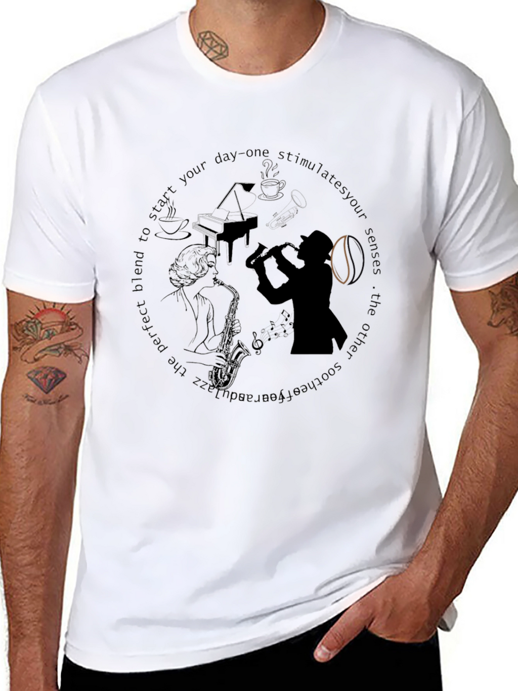 Black Jazz Musician Graphic T-Shirt