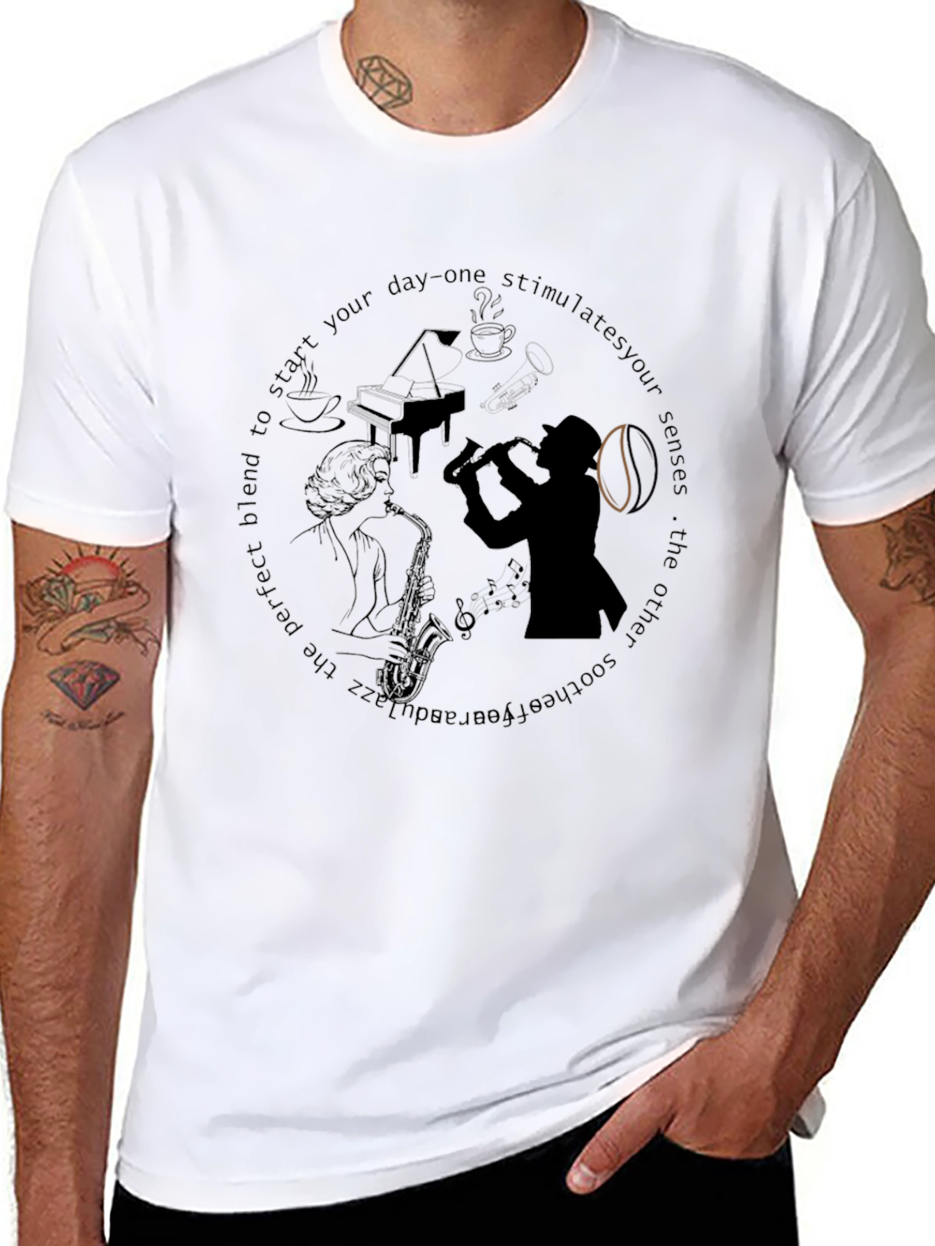 Black Jazz Musician Graphic T-Shirt