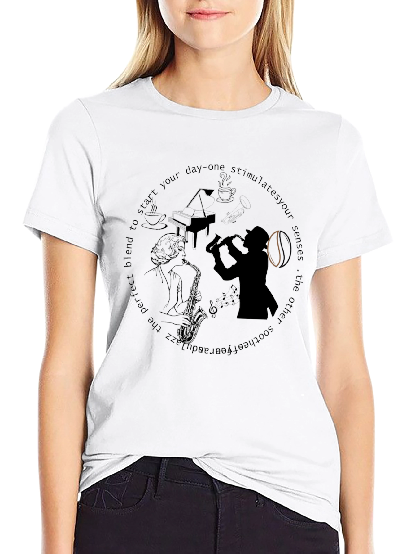Black Jazz Musician Graphic T-Shirt