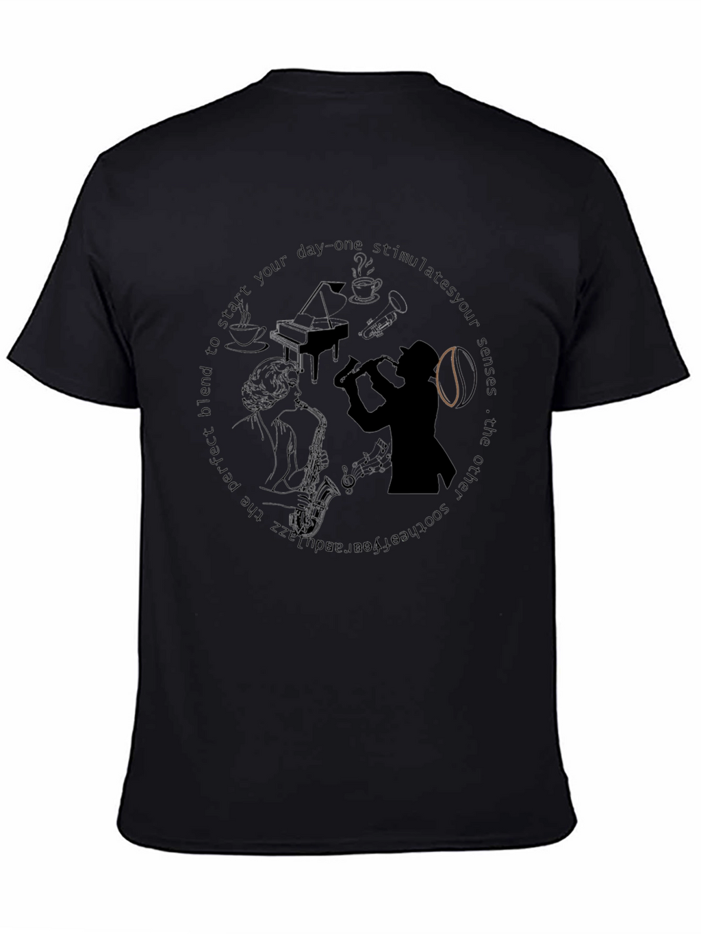 Black Jazz Musician Graphic T-Shirt