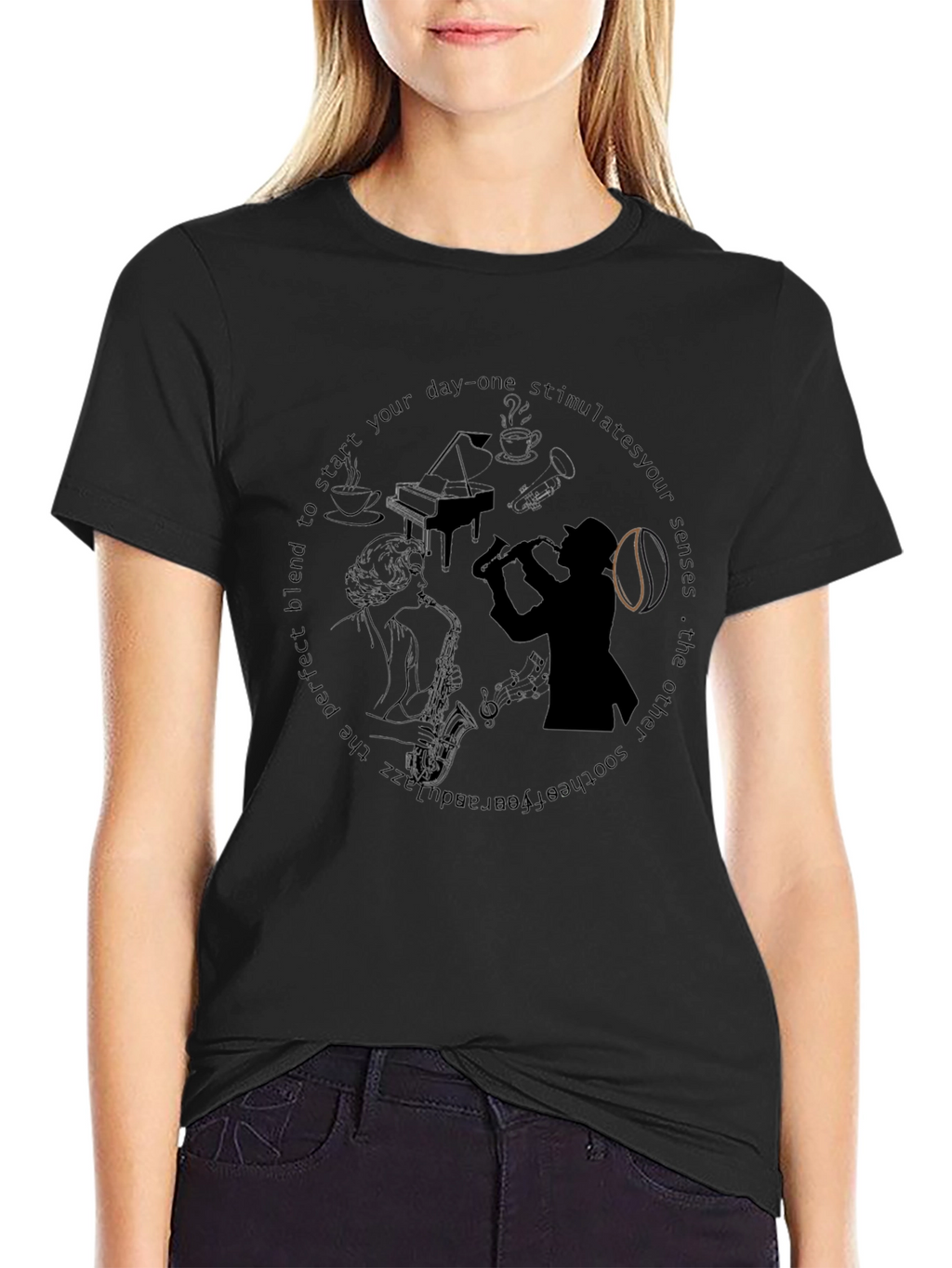 Black Jazz Musician Graphic T-Shirt