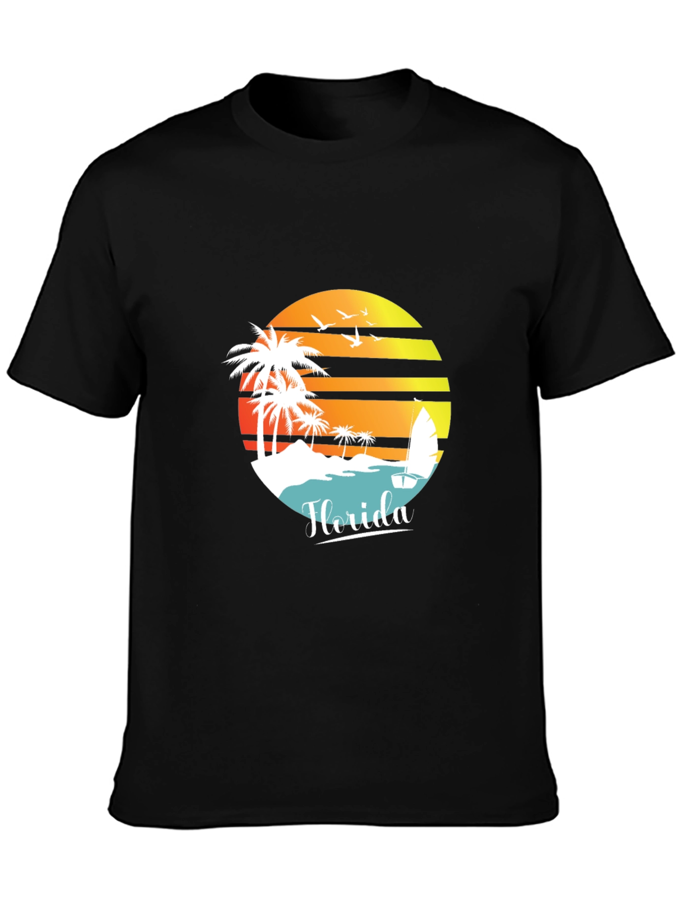 Florida Sunset T-Shirt - Tropical Beach Palm Tree Design