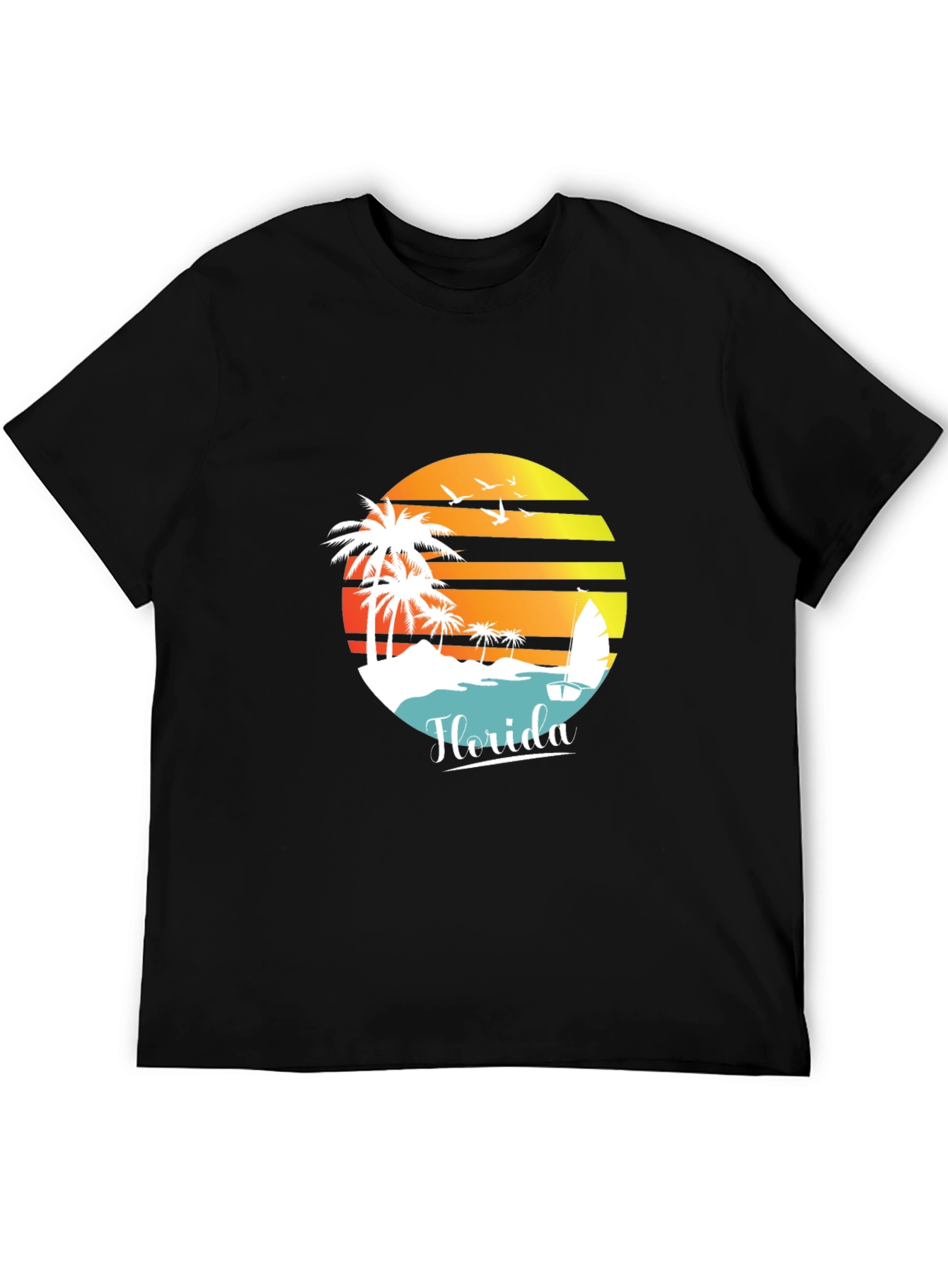 Florida Sunset T-Shirt - Tropical Beach Palm Tree Design