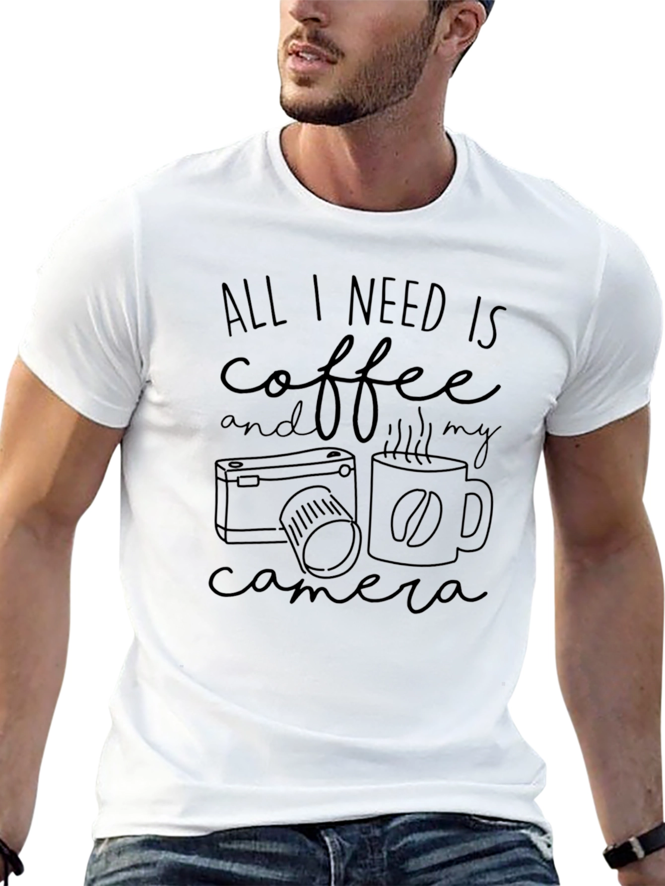 Coffee & Camera Graphic Tee - Black