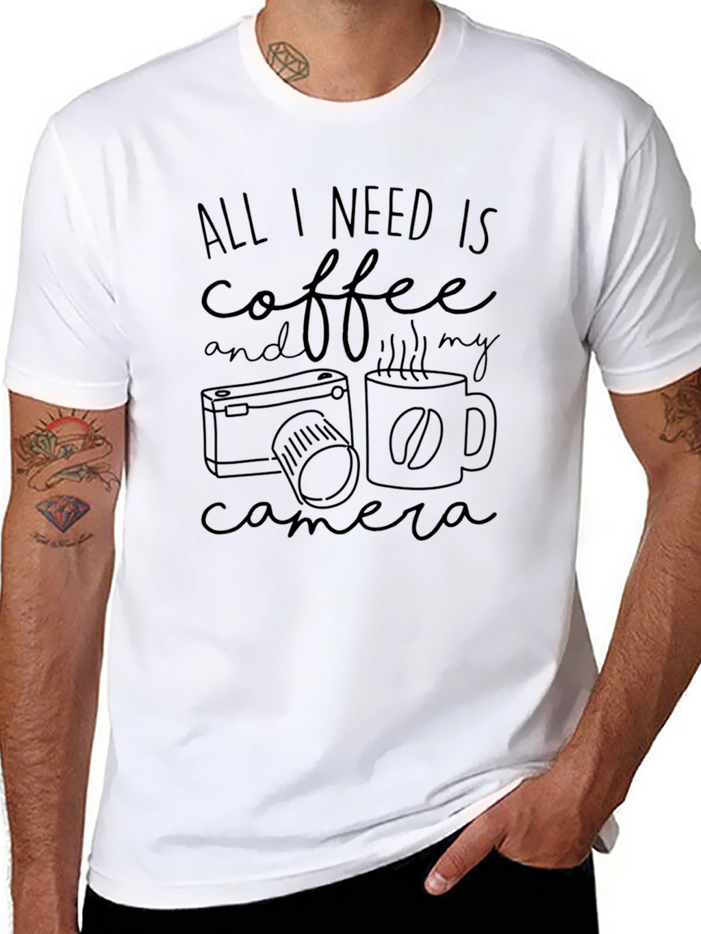 Coffee & Camera Graphic Tee - Black