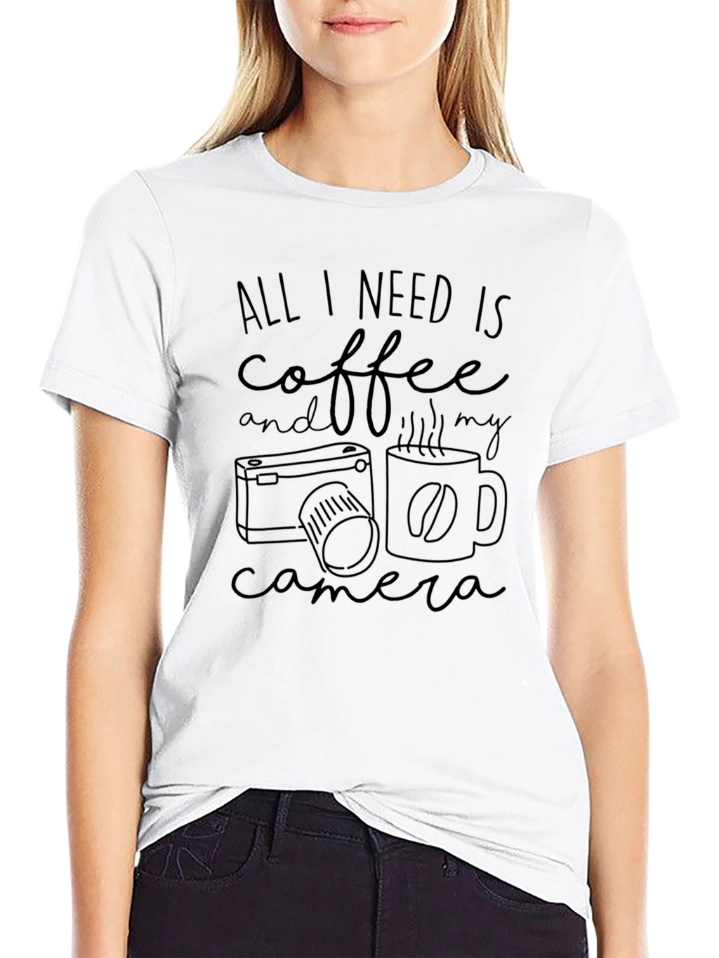 Coffee & Camera Graphic Tee - Black