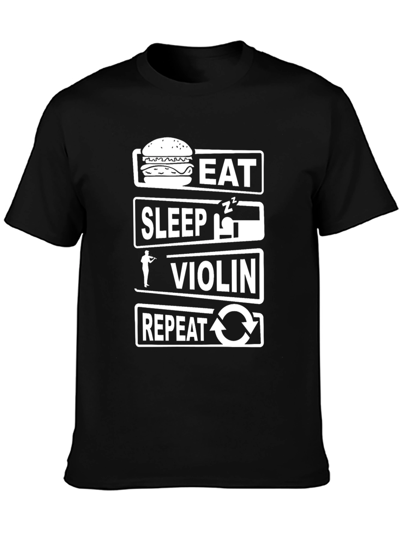 Eat Sleep Violin Repeat Black T-Shirt