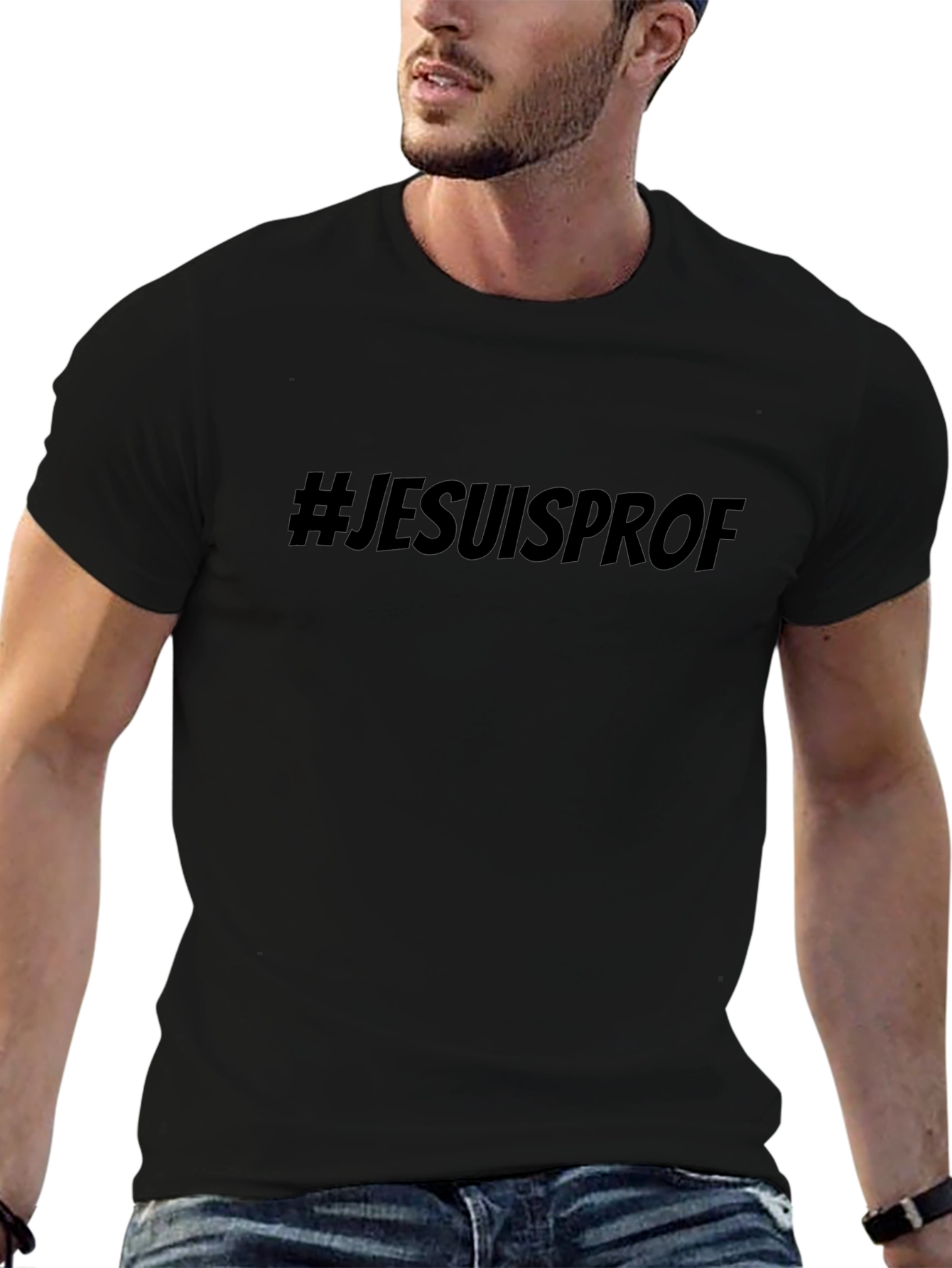 #JESUISPROF Black Cotton T-Shirt - Casual Style