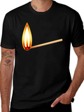 Burning Match Graphic T-Shirt - Casual Cool