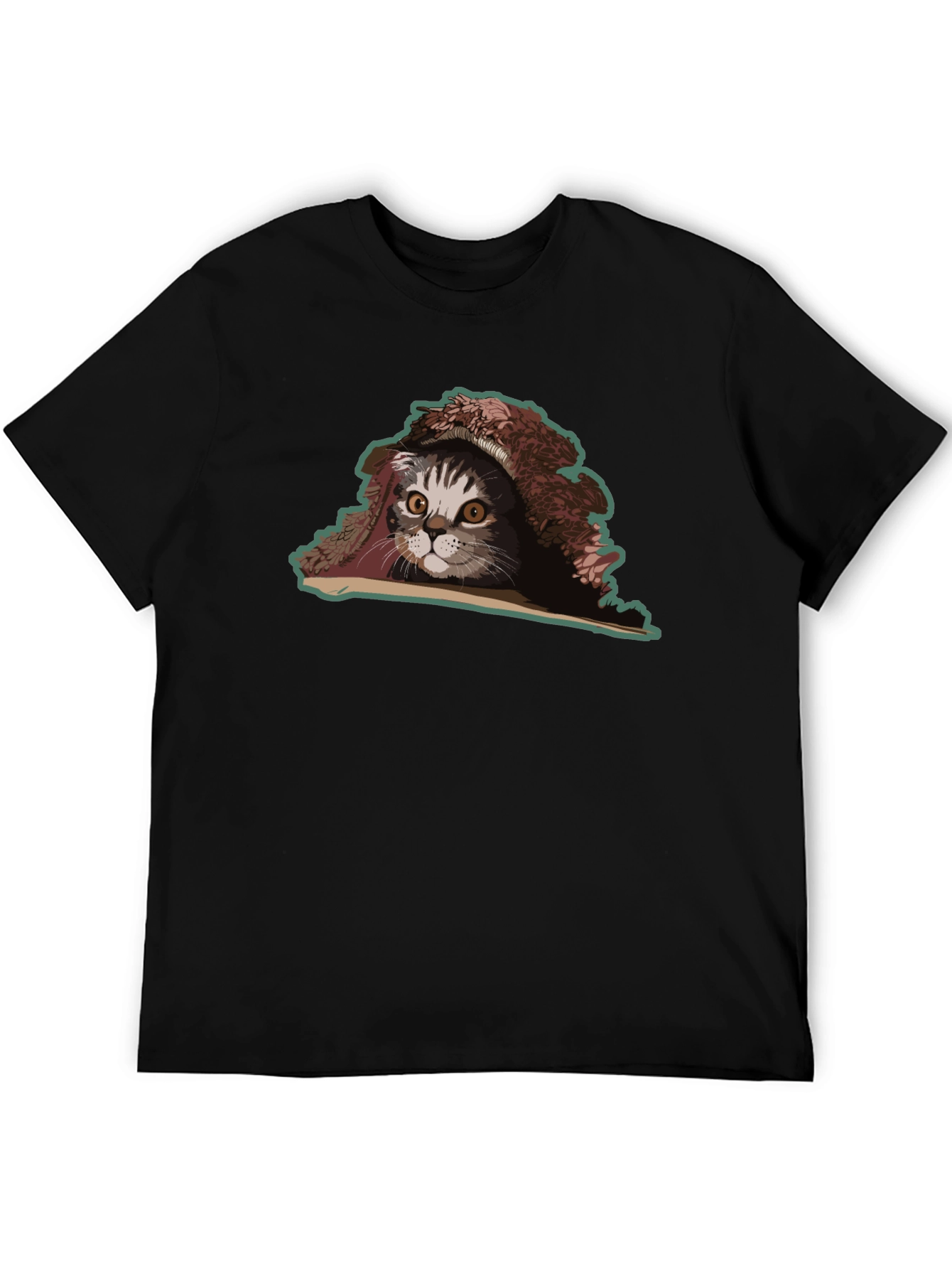 Cat Under Blanket Graphic Tee - Unisex Black T-Shirt