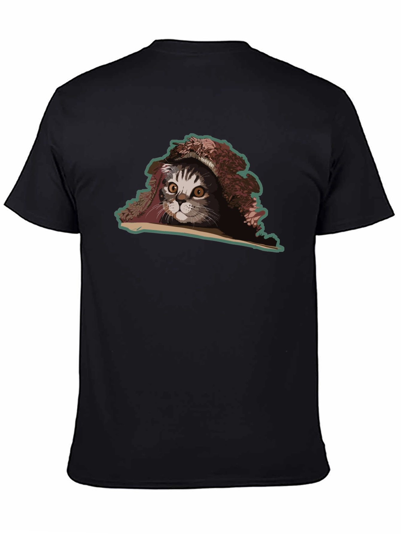 Cat Under Blanket Graphic Tee - Unisex Black T-Shirt