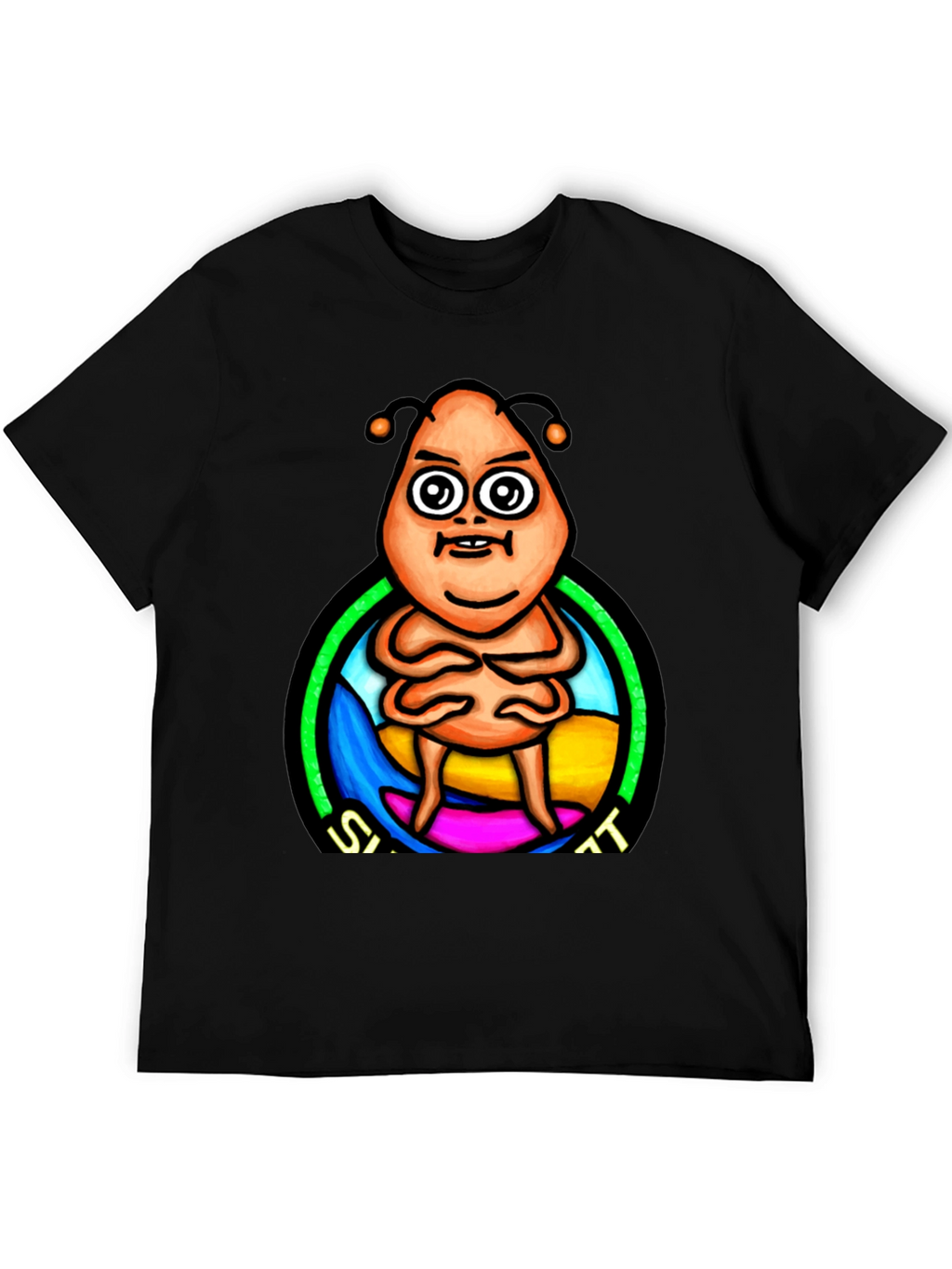 Cartoon Alien Graphic Print Black T-Shirt