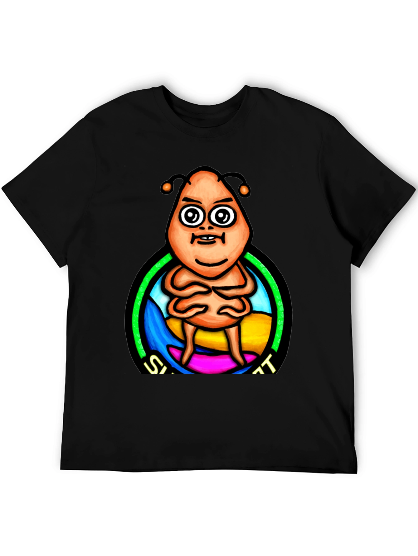 Cartoon Alien Graphic Print Black T-Shirt