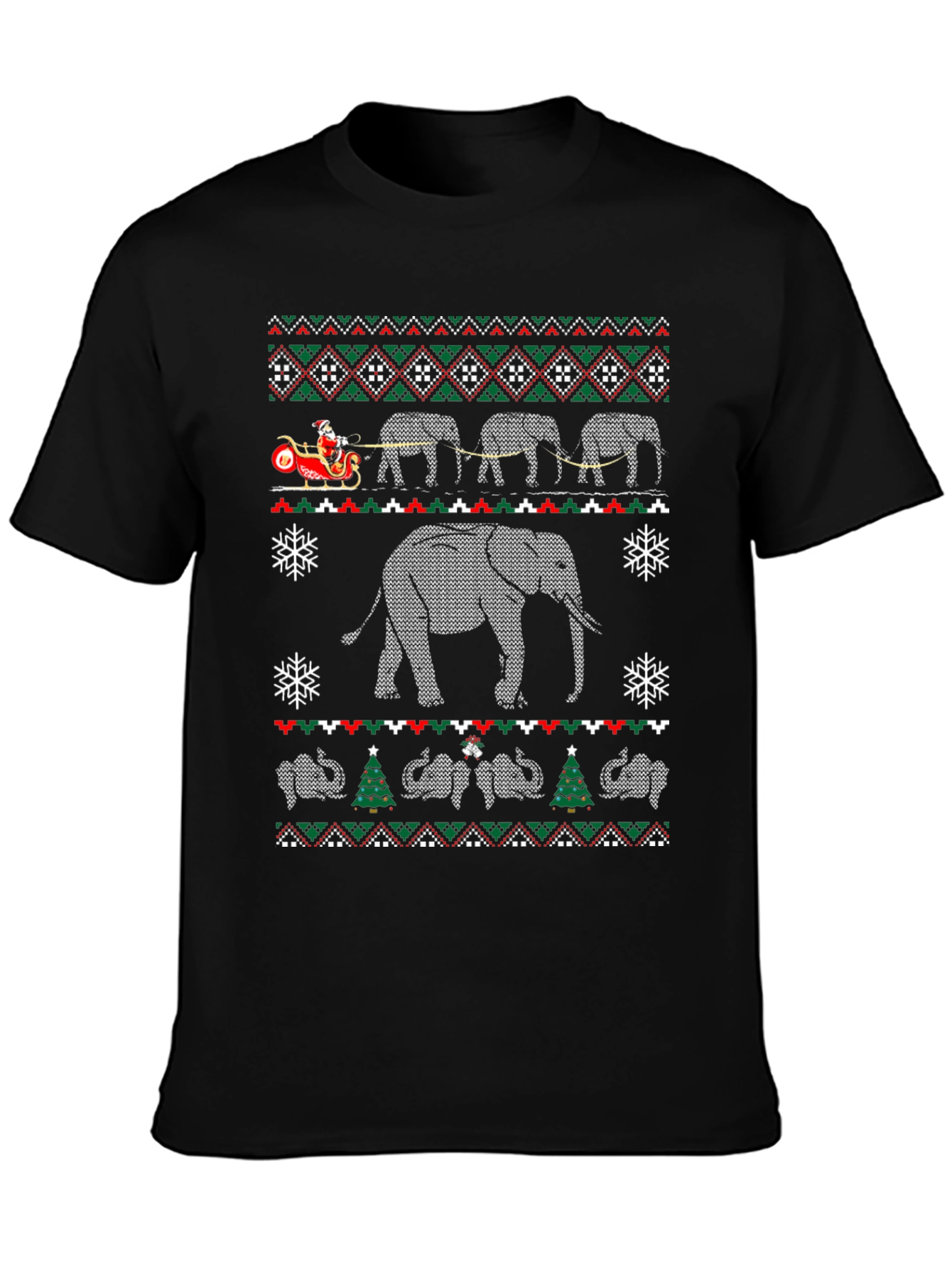 Elephant Christmas Pattern T-Shirt