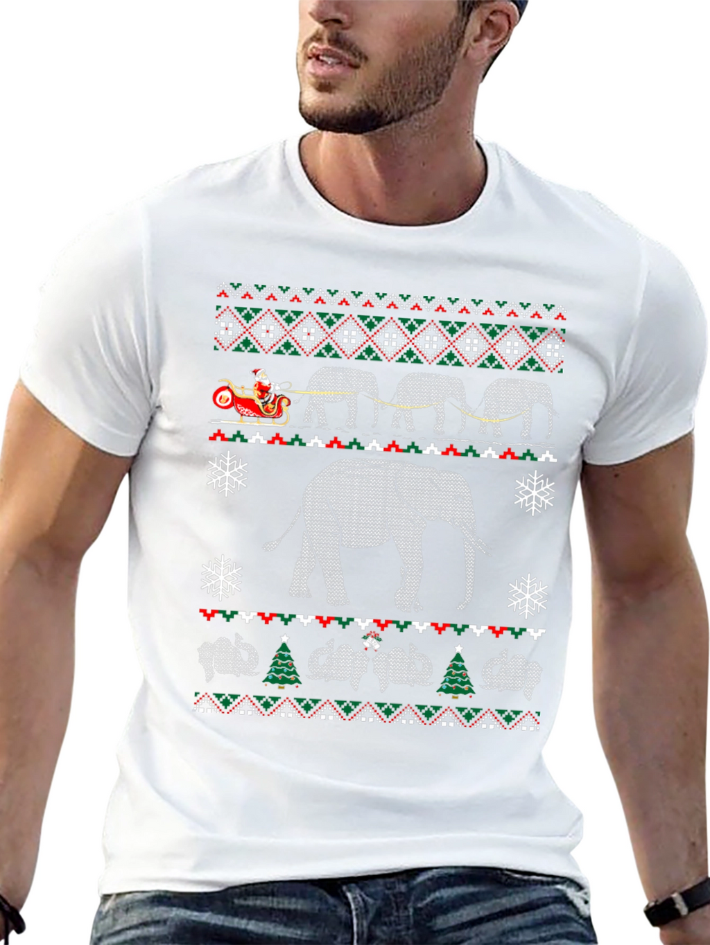 Elephant Christmas Pattern T-Shirt