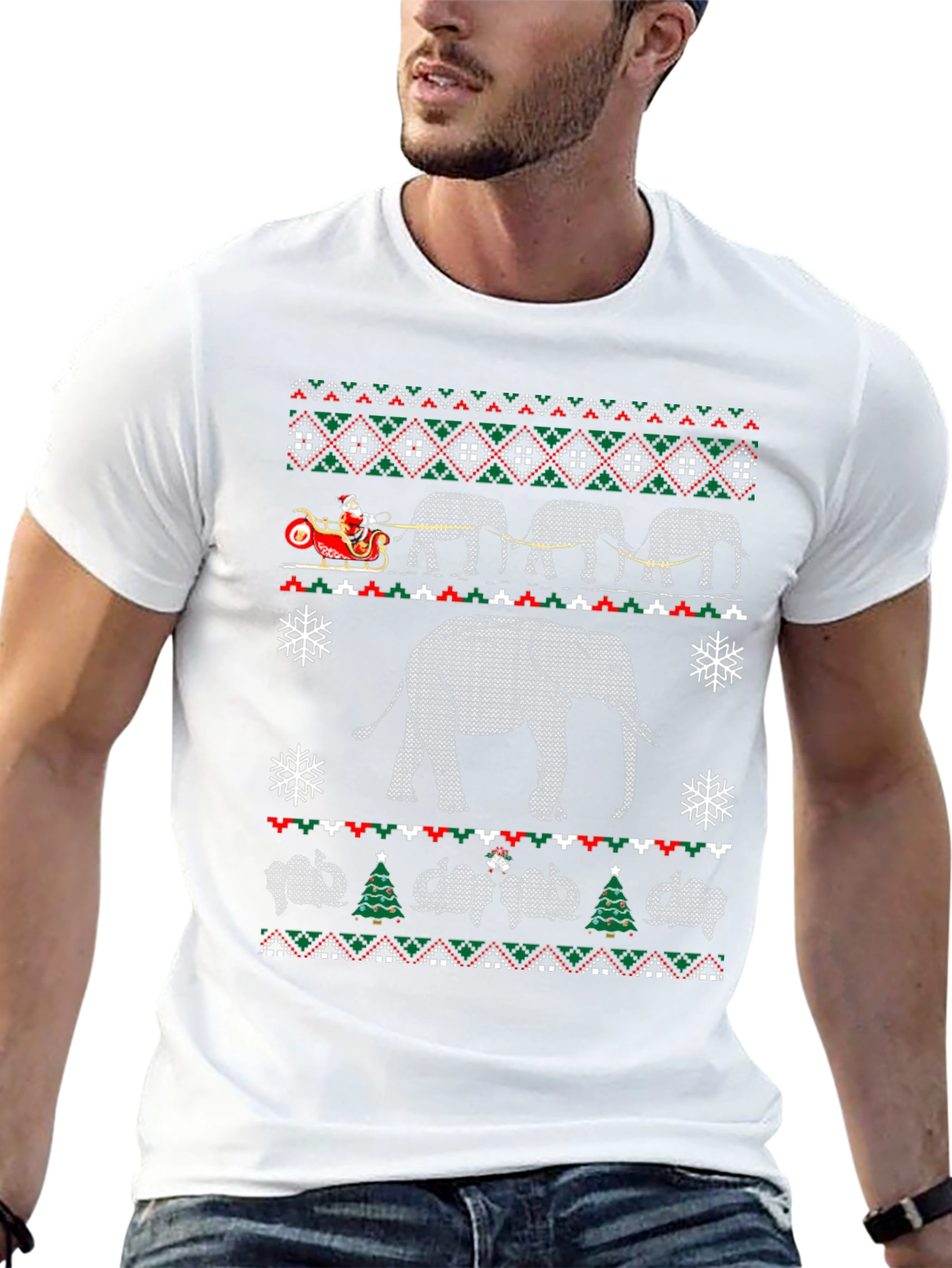 Elephant Christmas Pattern T-Shirt