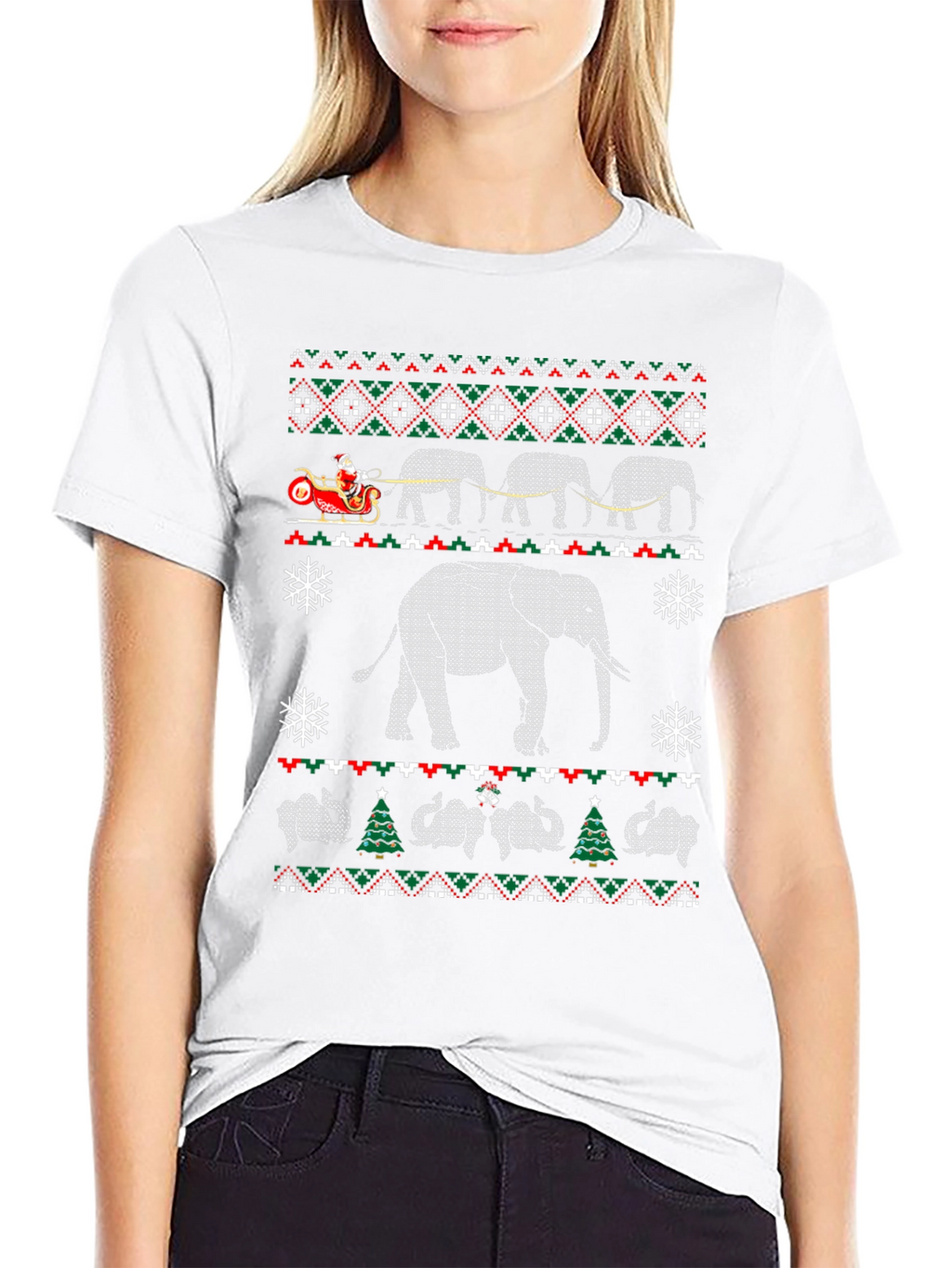 Elephant Christmas Pattern T-Shirt