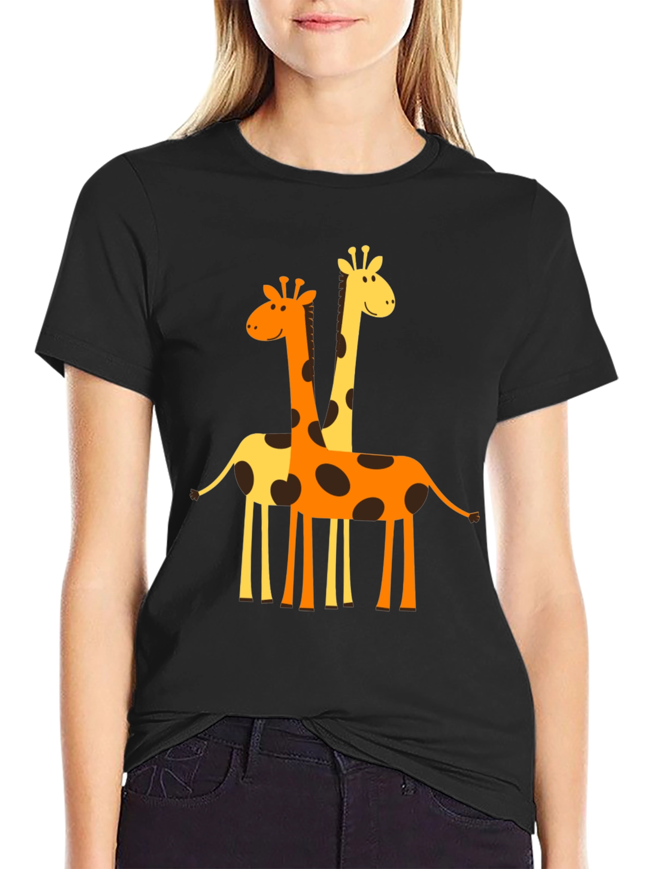 Giraffe Graphic Tee - Mens Black Crew Neck T-Shirt