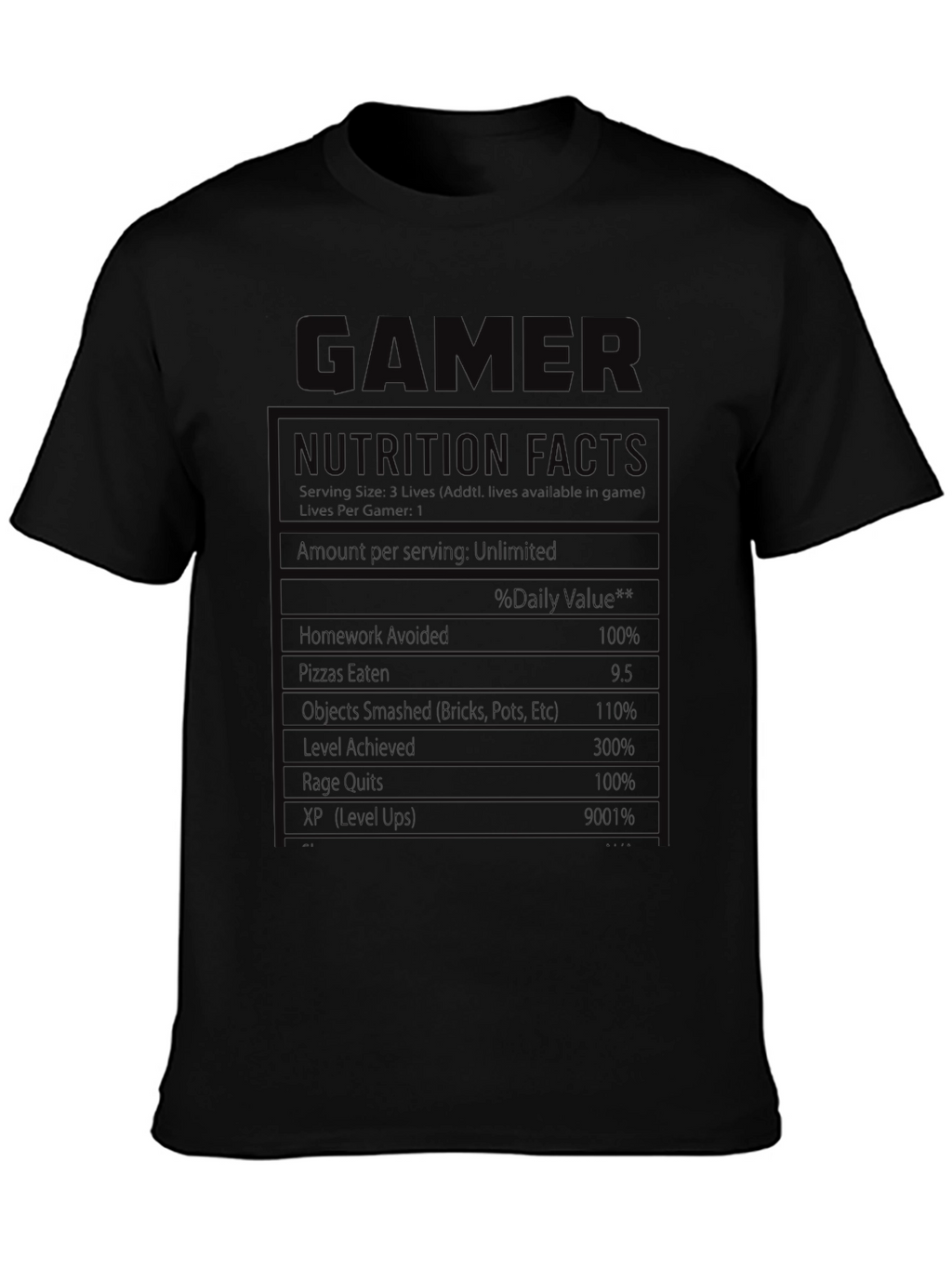 Gamer Nutrition Facts Graphic T-Shirt