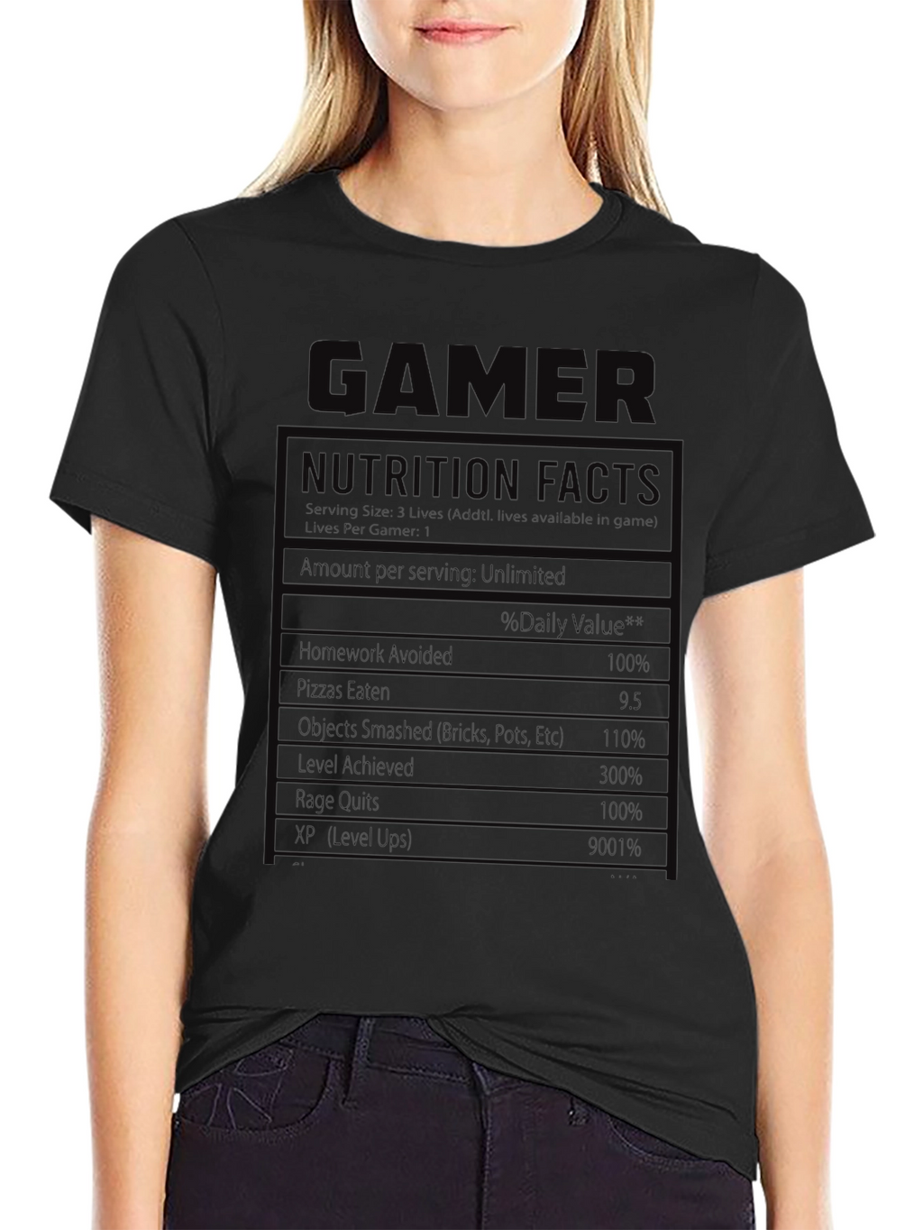 Gamer Nutrition Facts Graphic T-Shirt