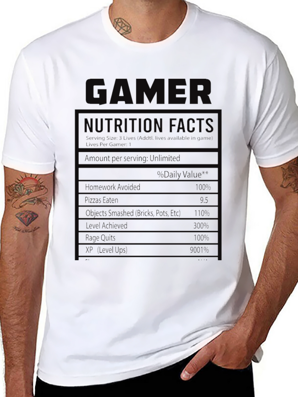 Gamer Nutrition Facts Graphic T-Shirt