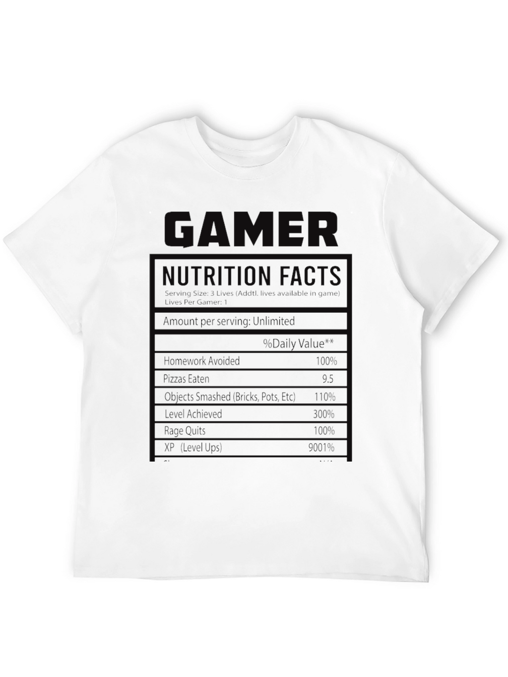 Gamer Nutrition Facts Graphic T-Shirt