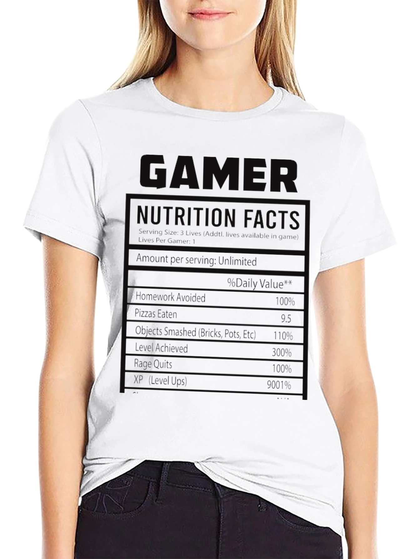 Gamer Nutrition Facts Graphic T-Shirt