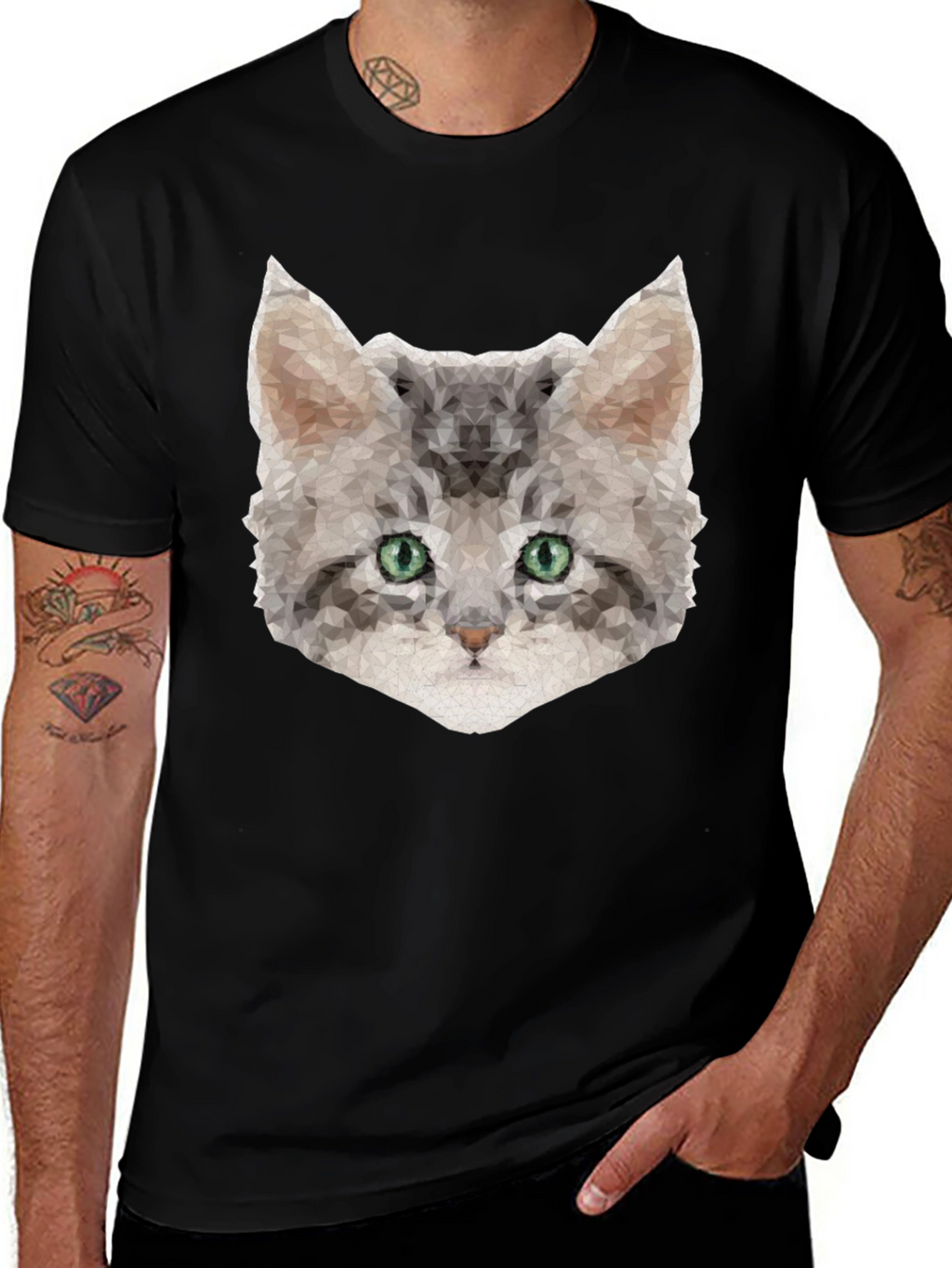 Geometric Cat Tee - Stylish Graphic T-Shirt
