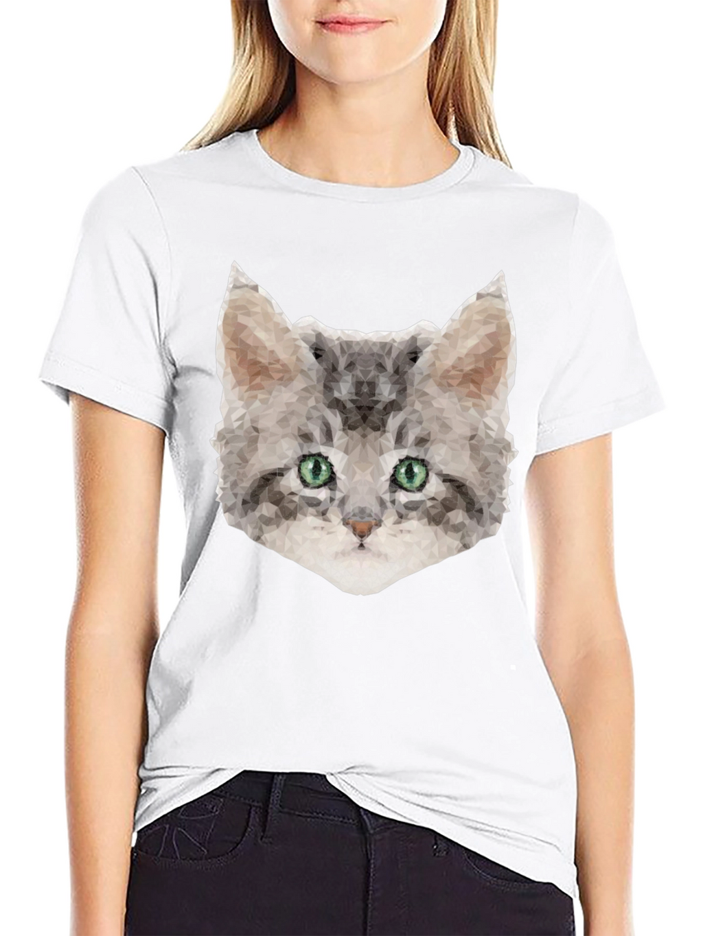 Geometric Cat Tee - Stylish Graphic T-Shirt