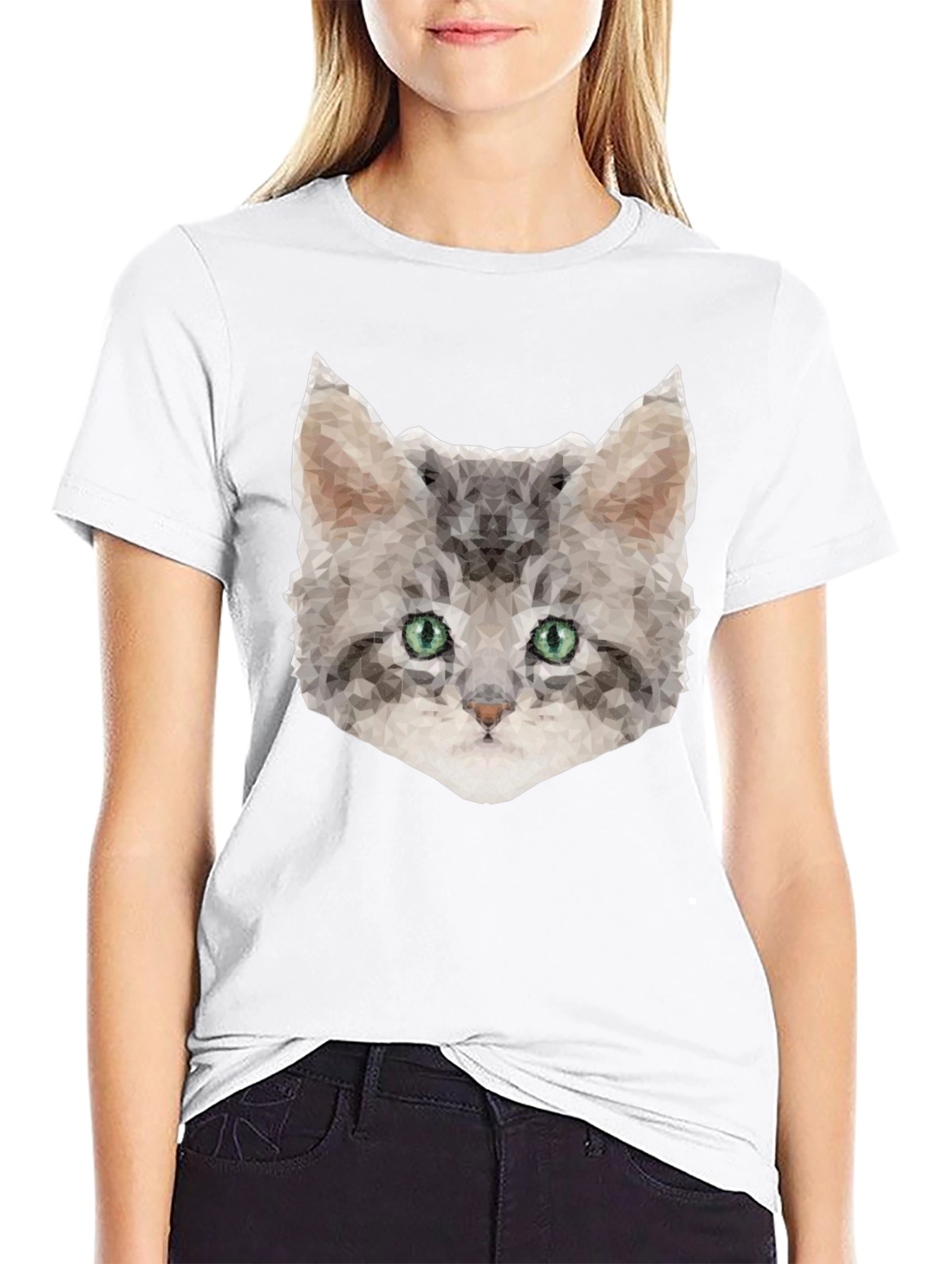 Geometric Cat Tee - Stylish Graphic T-Shirt