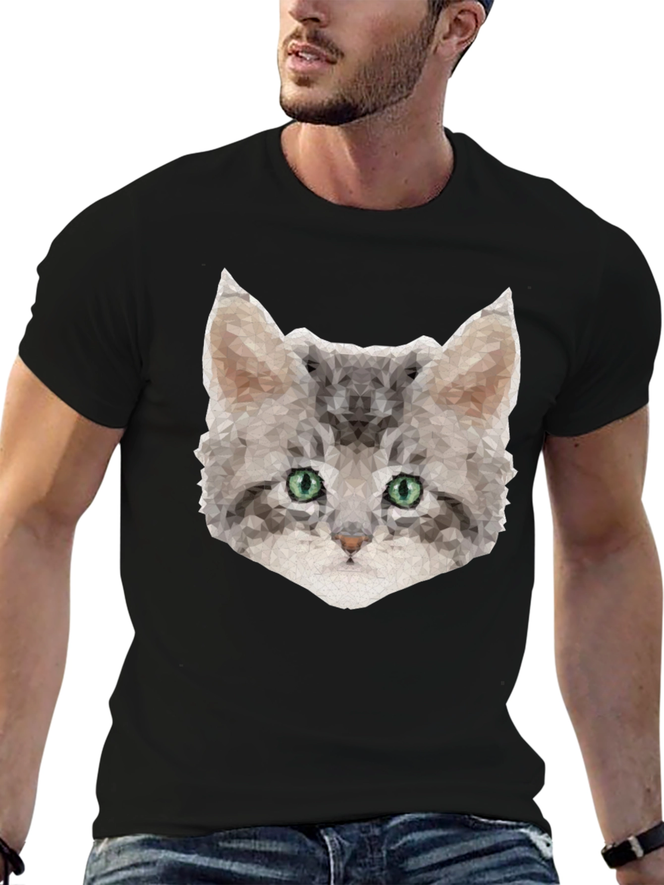 Geometric Cat Tee - Stylish Graphic T-Shirt