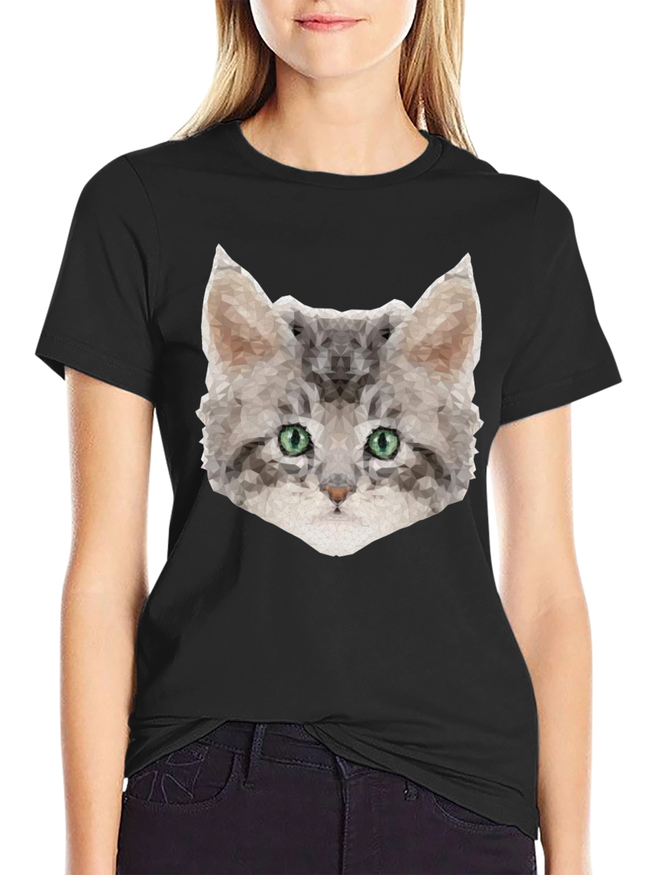 Geometric Cat Tee - Stylish Graphic T-Shirt