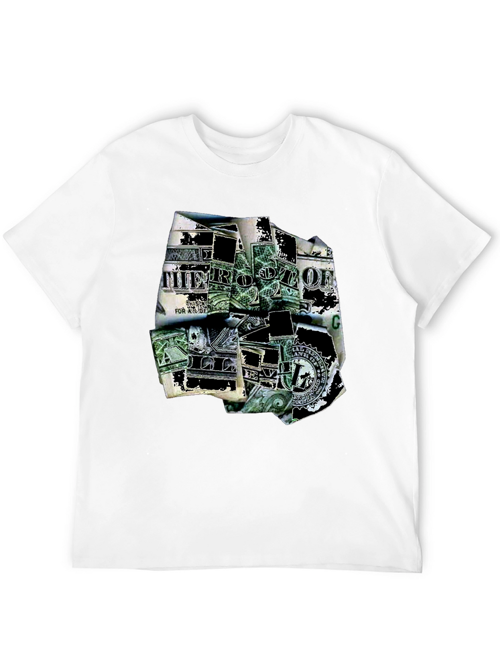 Dollar Bill Graphic Print Black T-Shirt