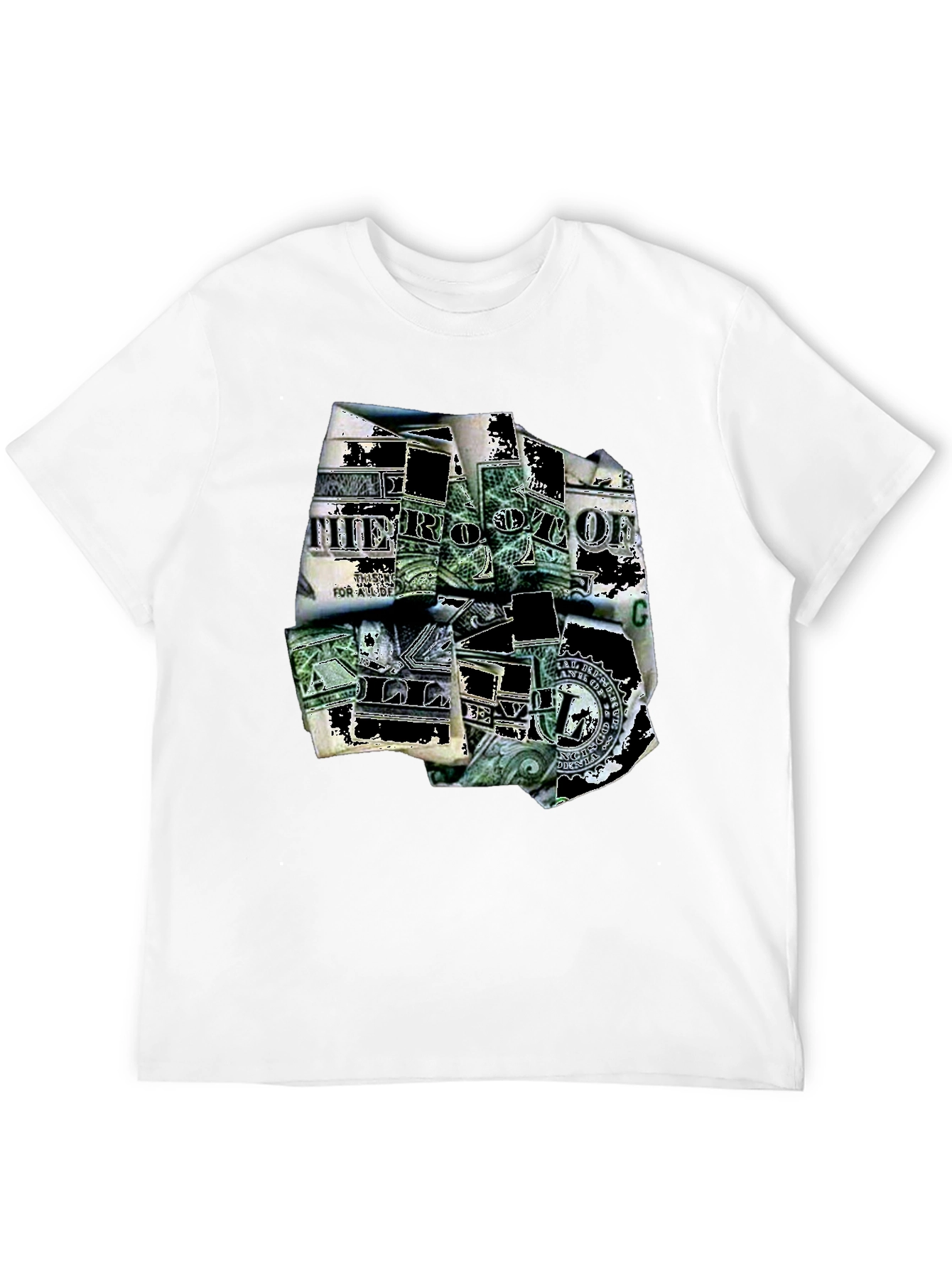 Dollar Bill Graphic Print Black T-Shirt