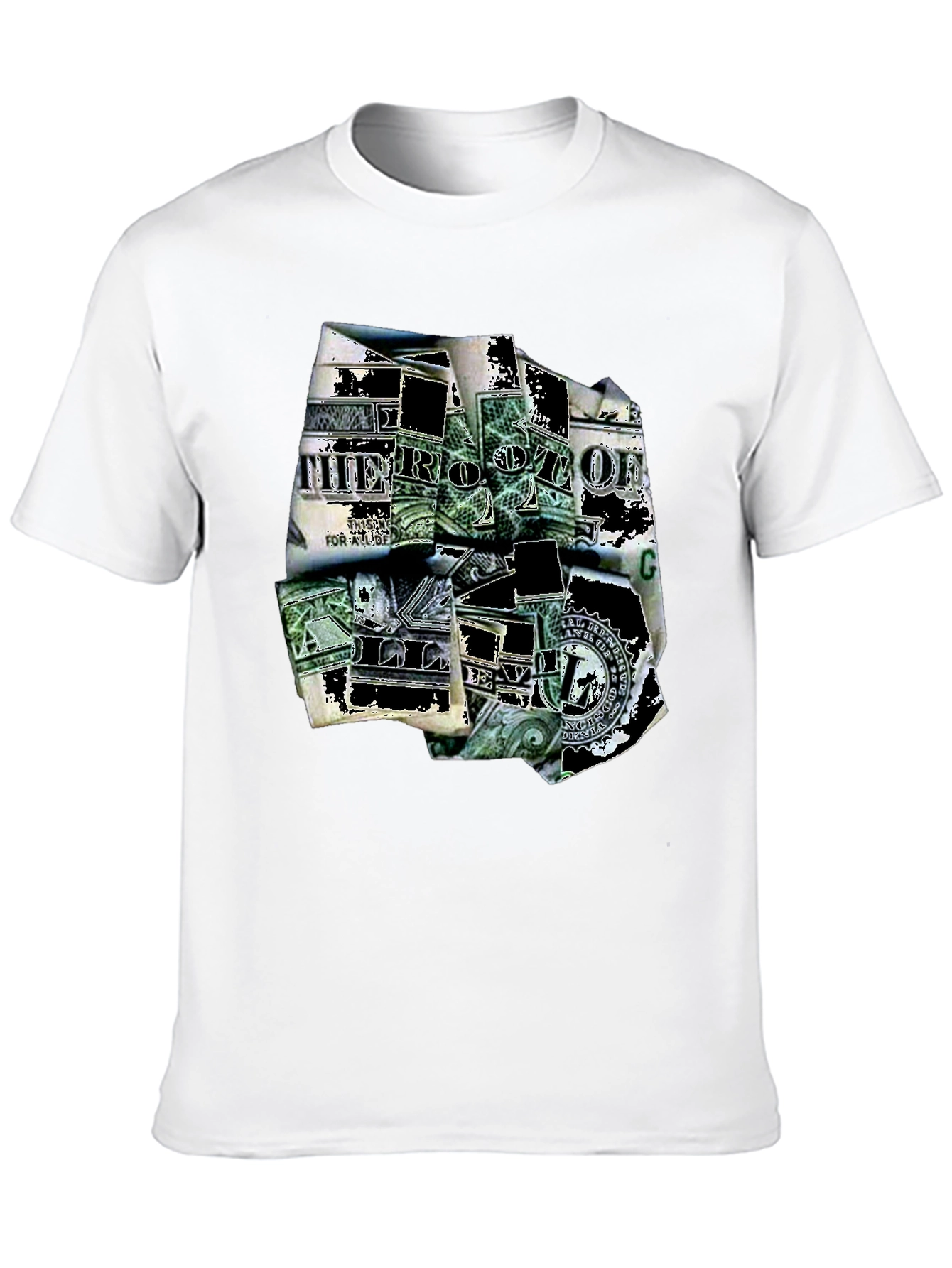 Dollar Bill Graphic Print Black T-Shirt