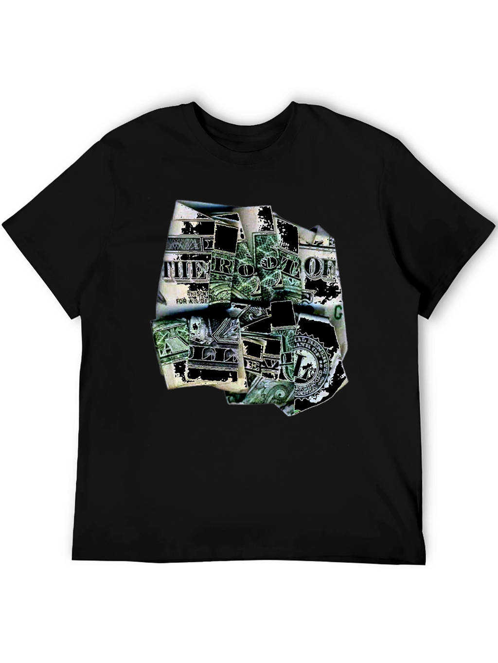 Dollar Bill Graphic Print Black T-Shirt