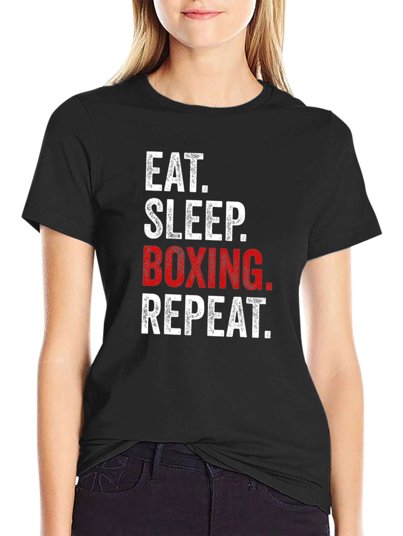 Eat Sleep Boxing Repeat - Mens Black Graphic Tee