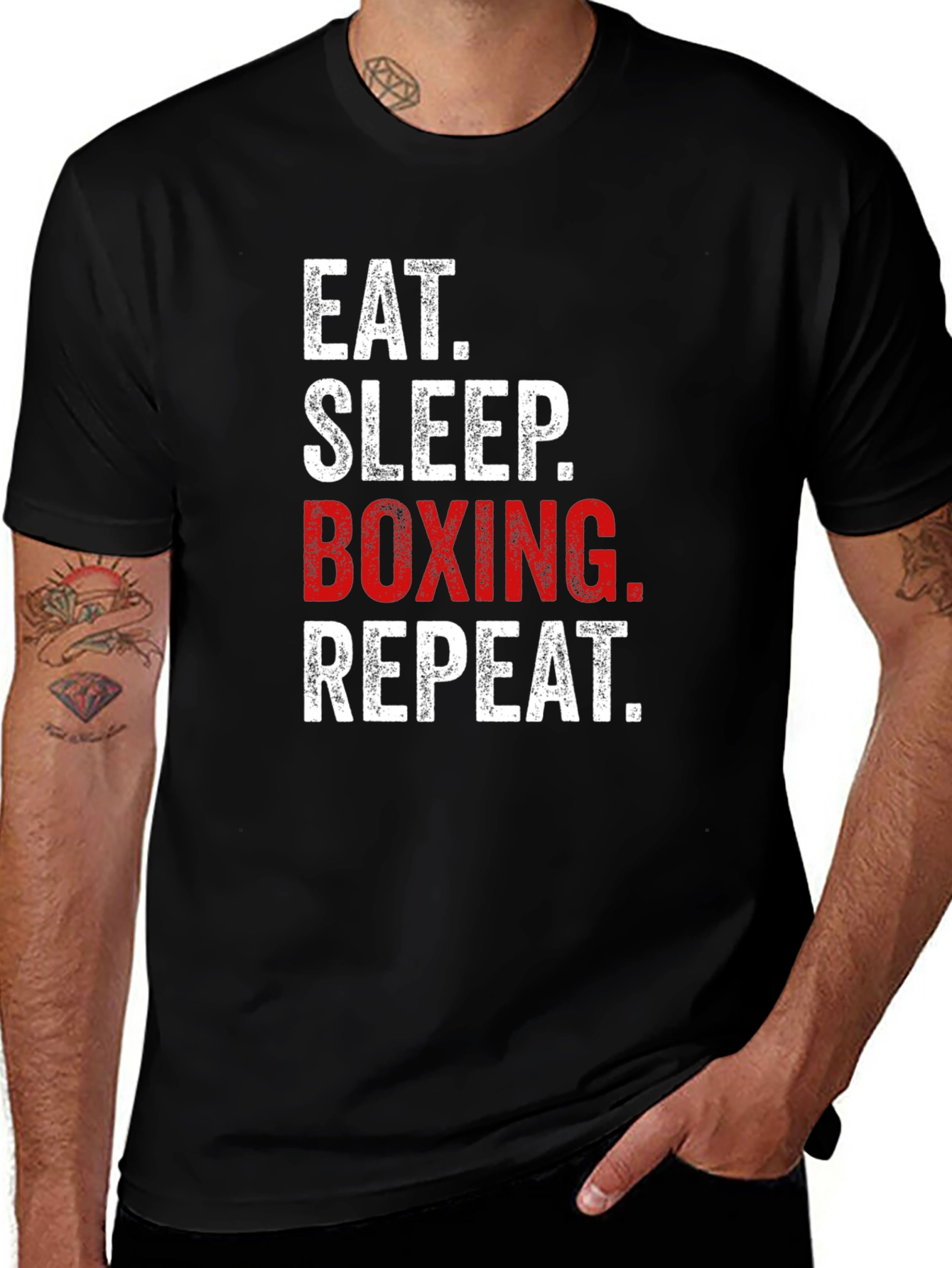 Eat Sleep Boxing Repeat - Mens Black Graphic Tee