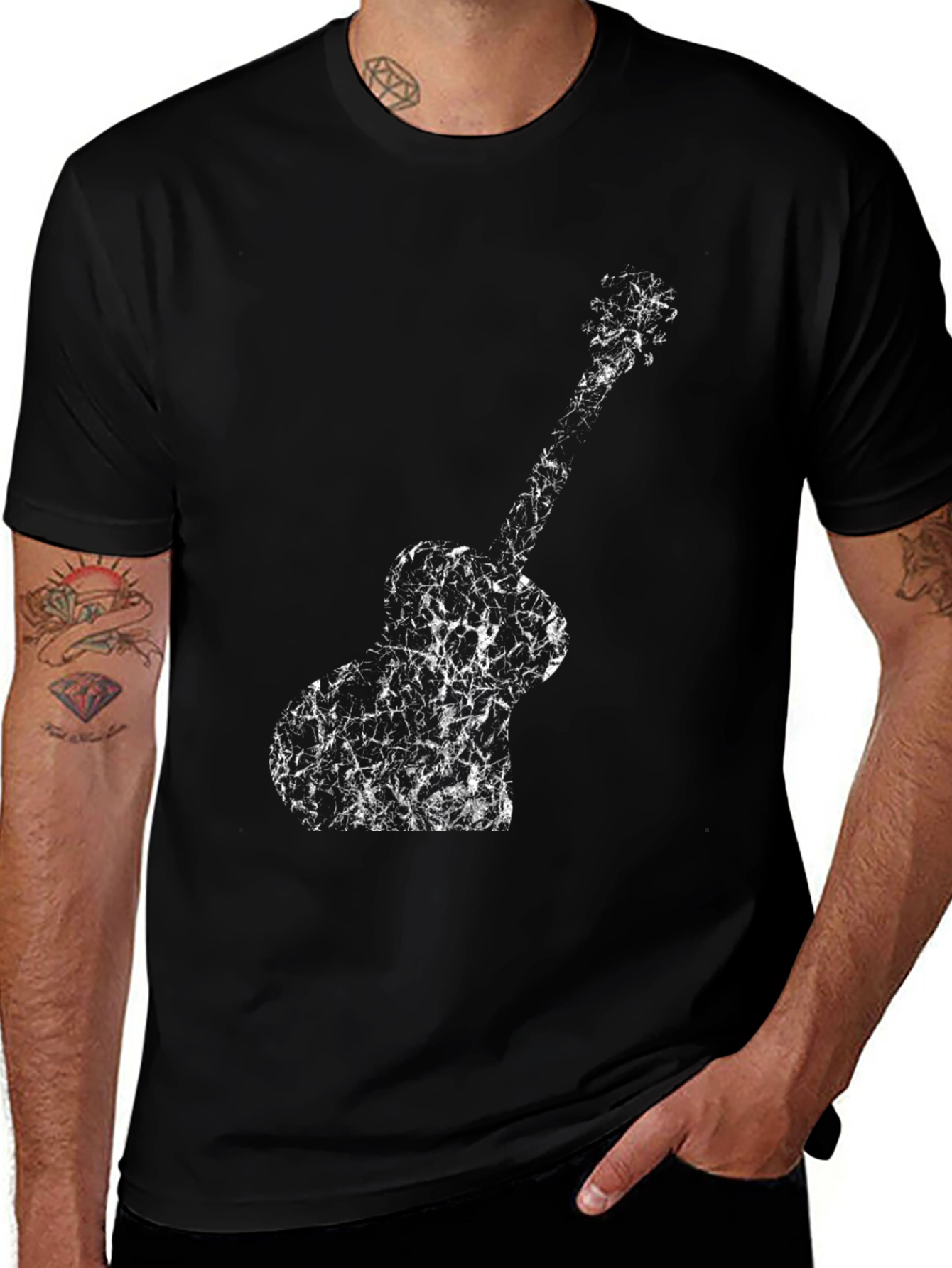 Guitar Graphic Black T-Shirt