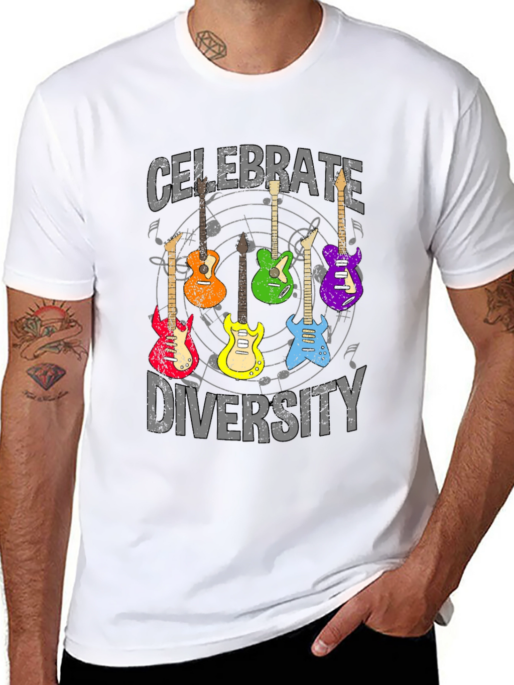 Celebrate Diversity Guitar Graphic T-Shirt