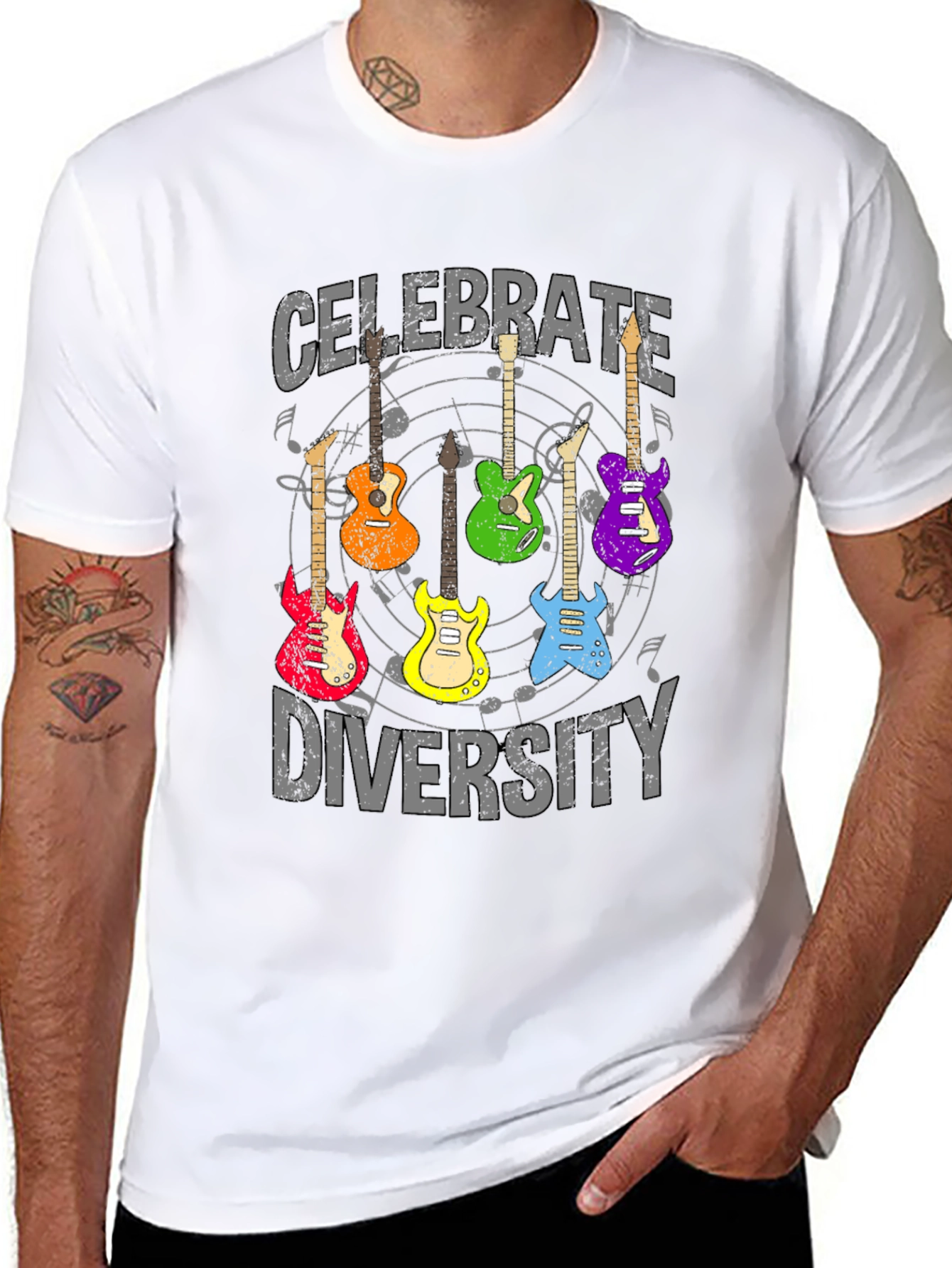 Celebrate Diversity Guitar Graphic T-Shirt