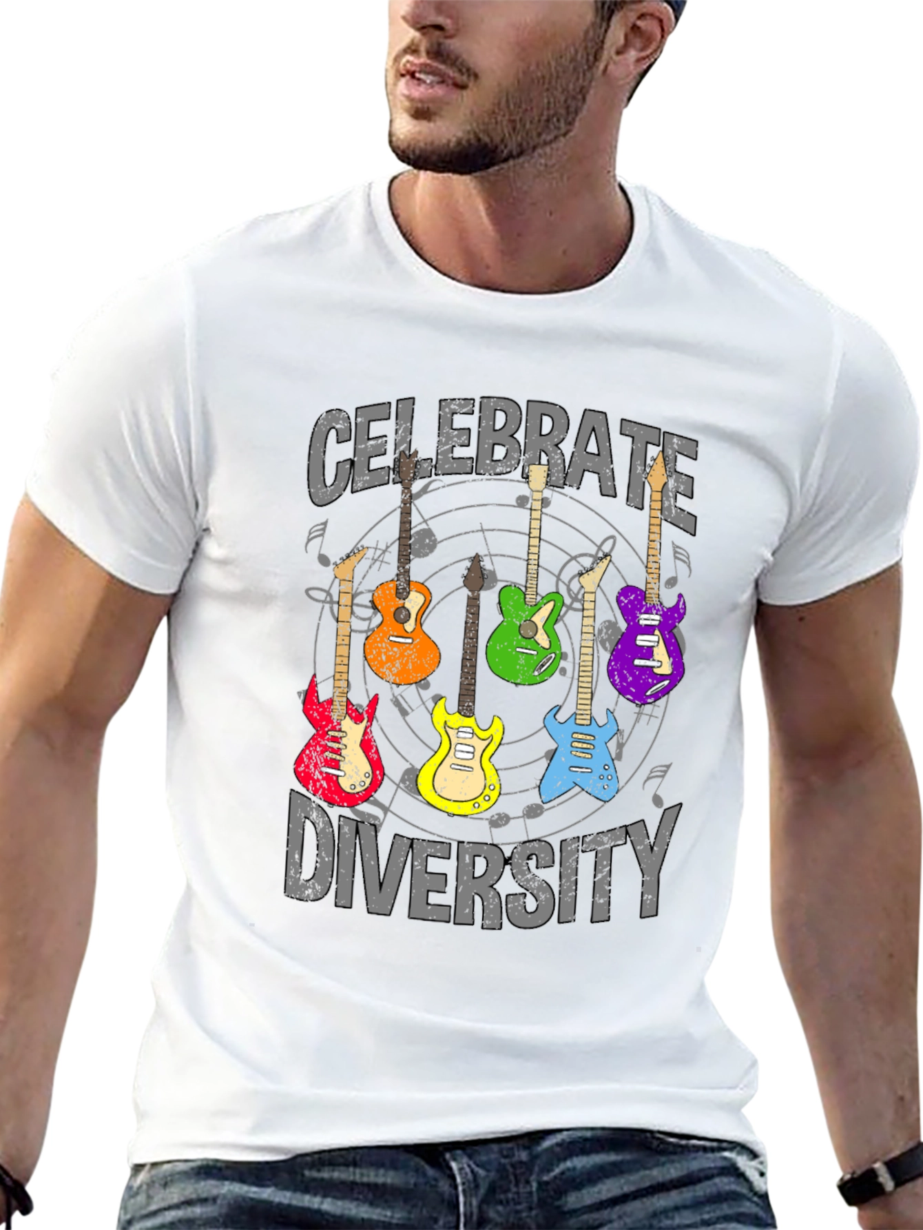 Celebrate Diversity Guitar Graphic T-Shirt