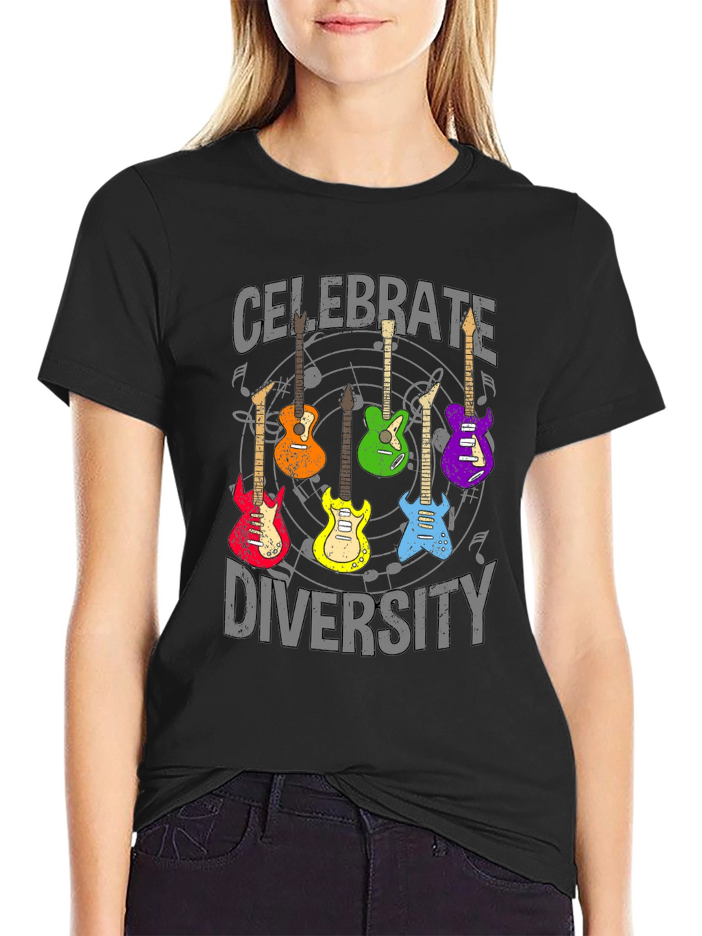 Celebrate Diversity Guitar Graphic T-Shirt