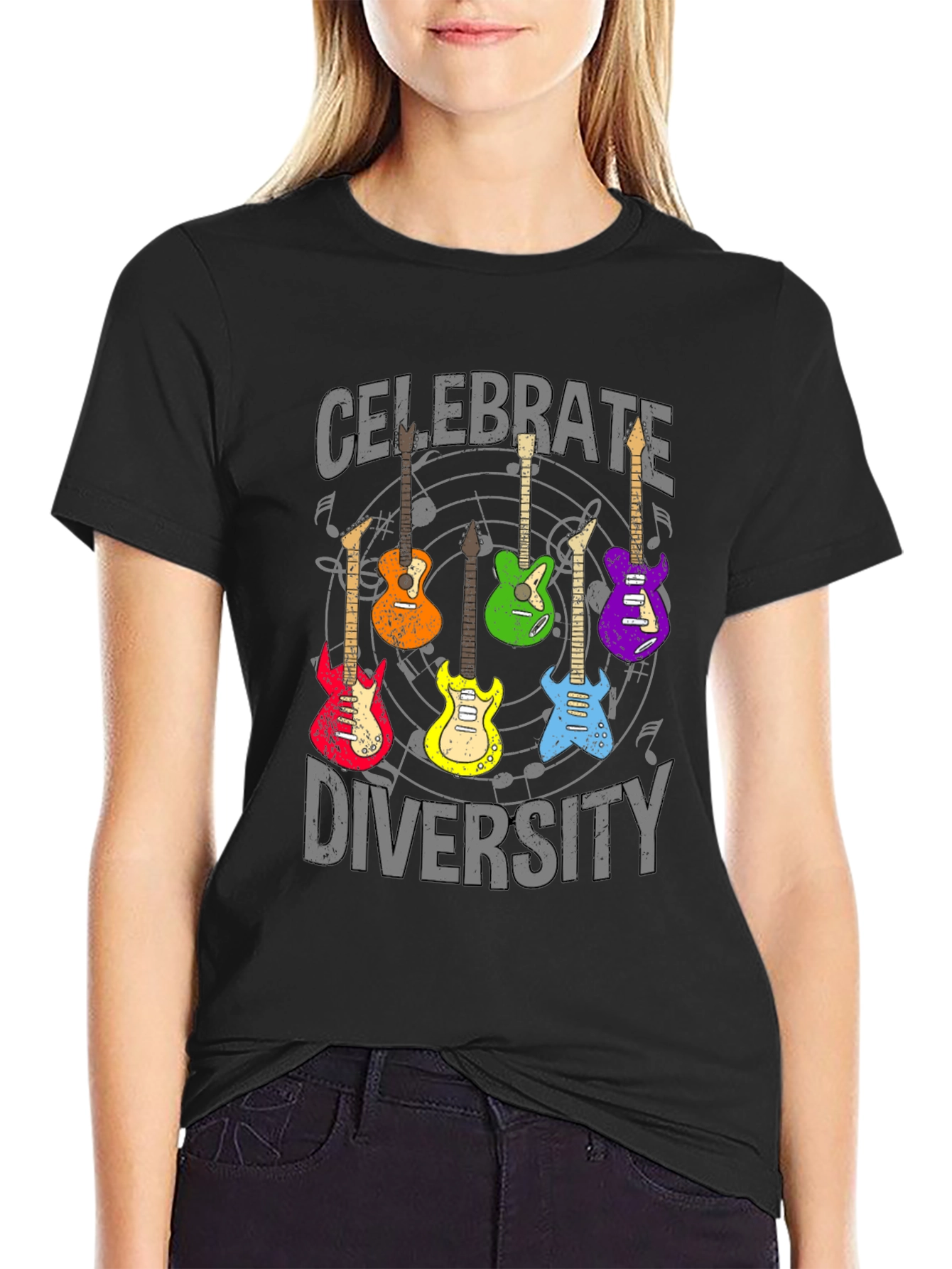 Celebrate Diversity Guitar Graphic T-Shirt
