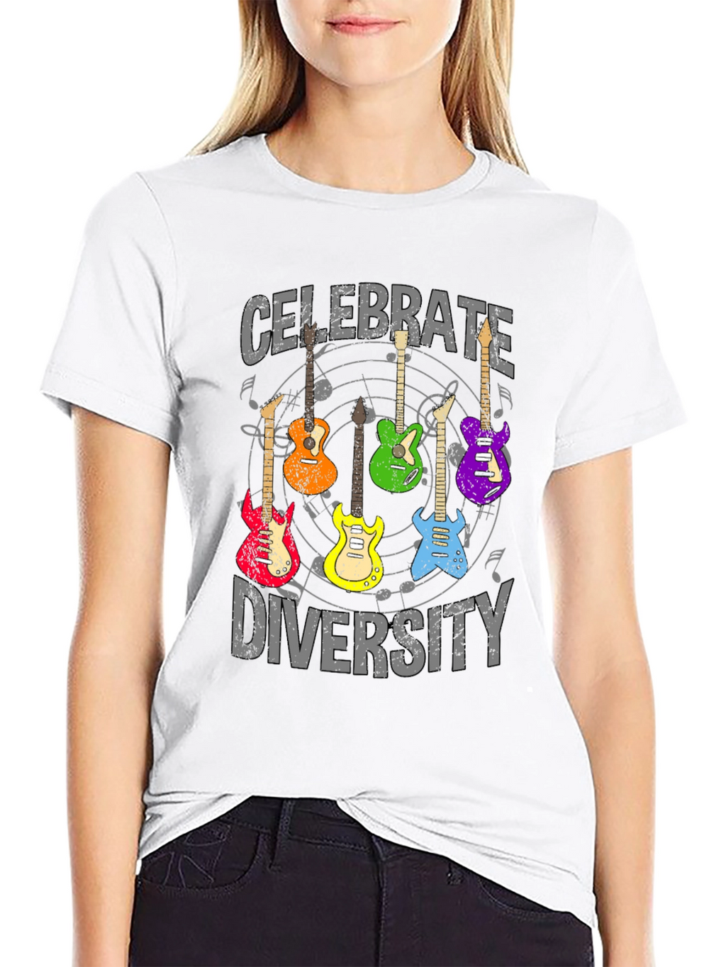Celebrate Diversity Guitar Graphic T-Shirt