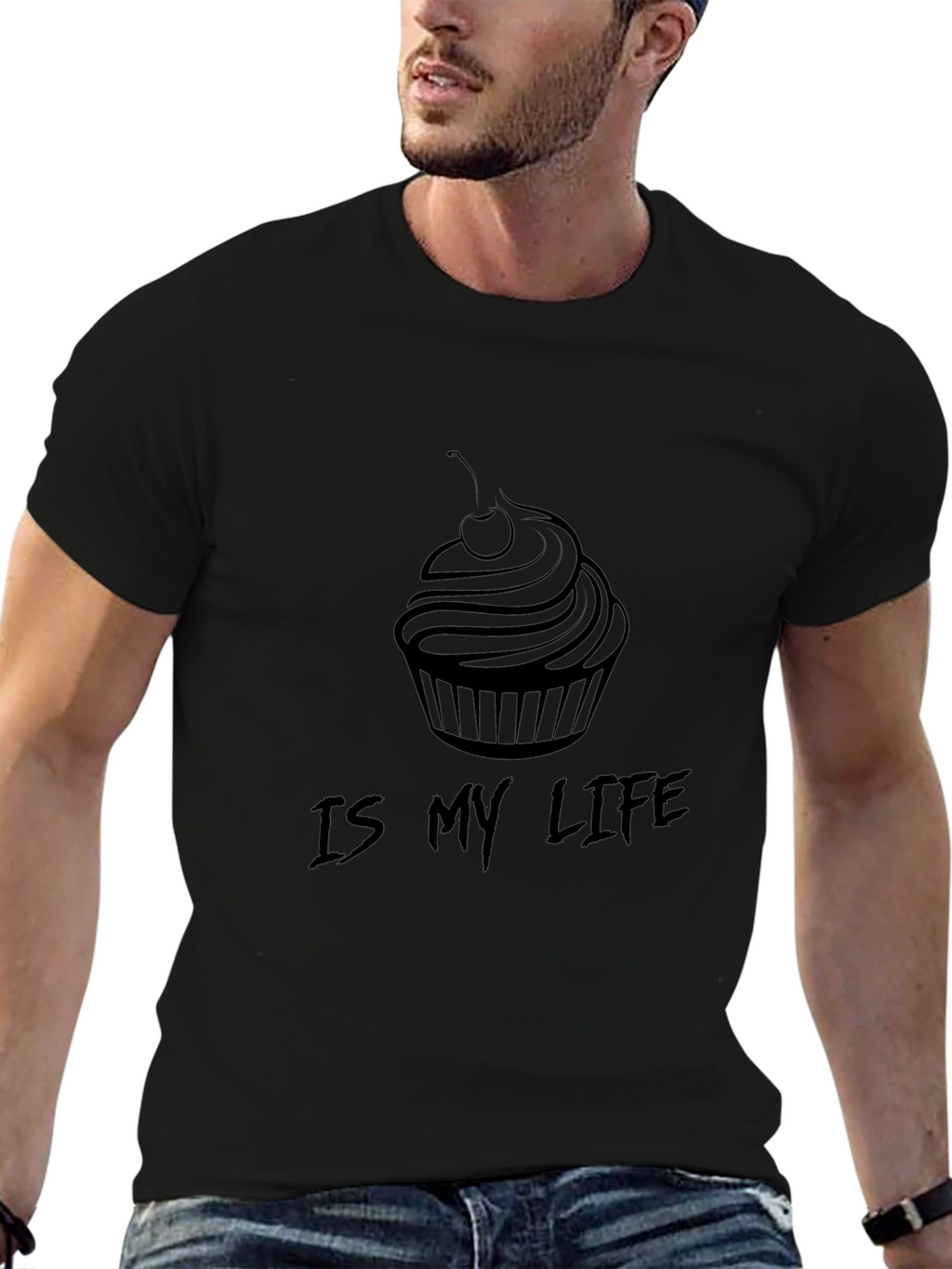 Cupcake Is My Life Black Graphic Tee