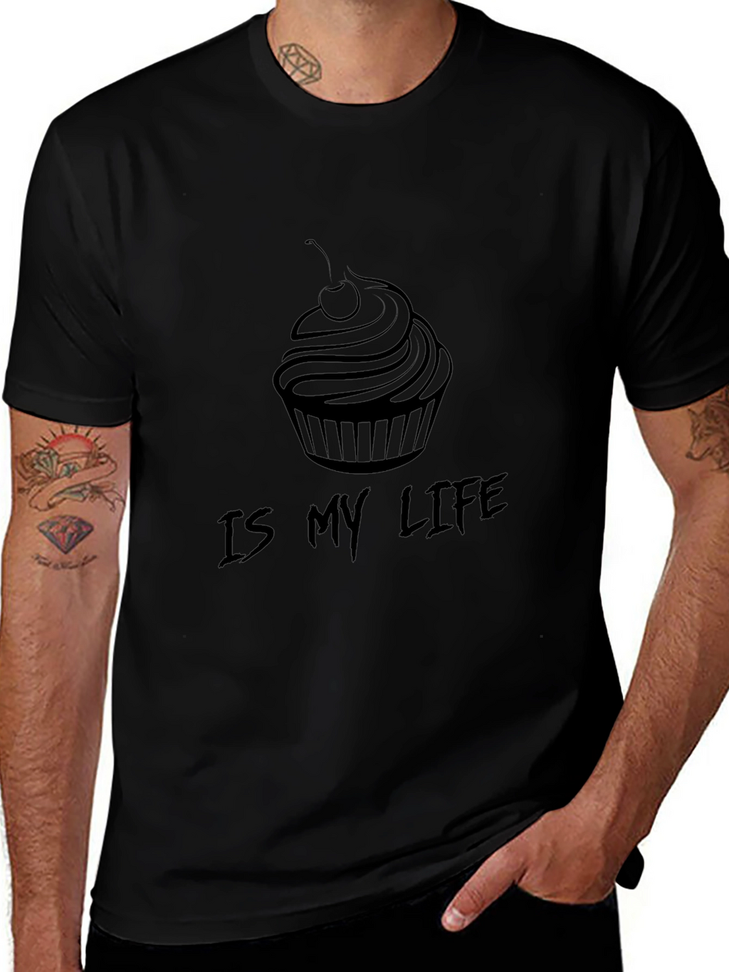 Cupcake Is My Life Black Graphic Tee